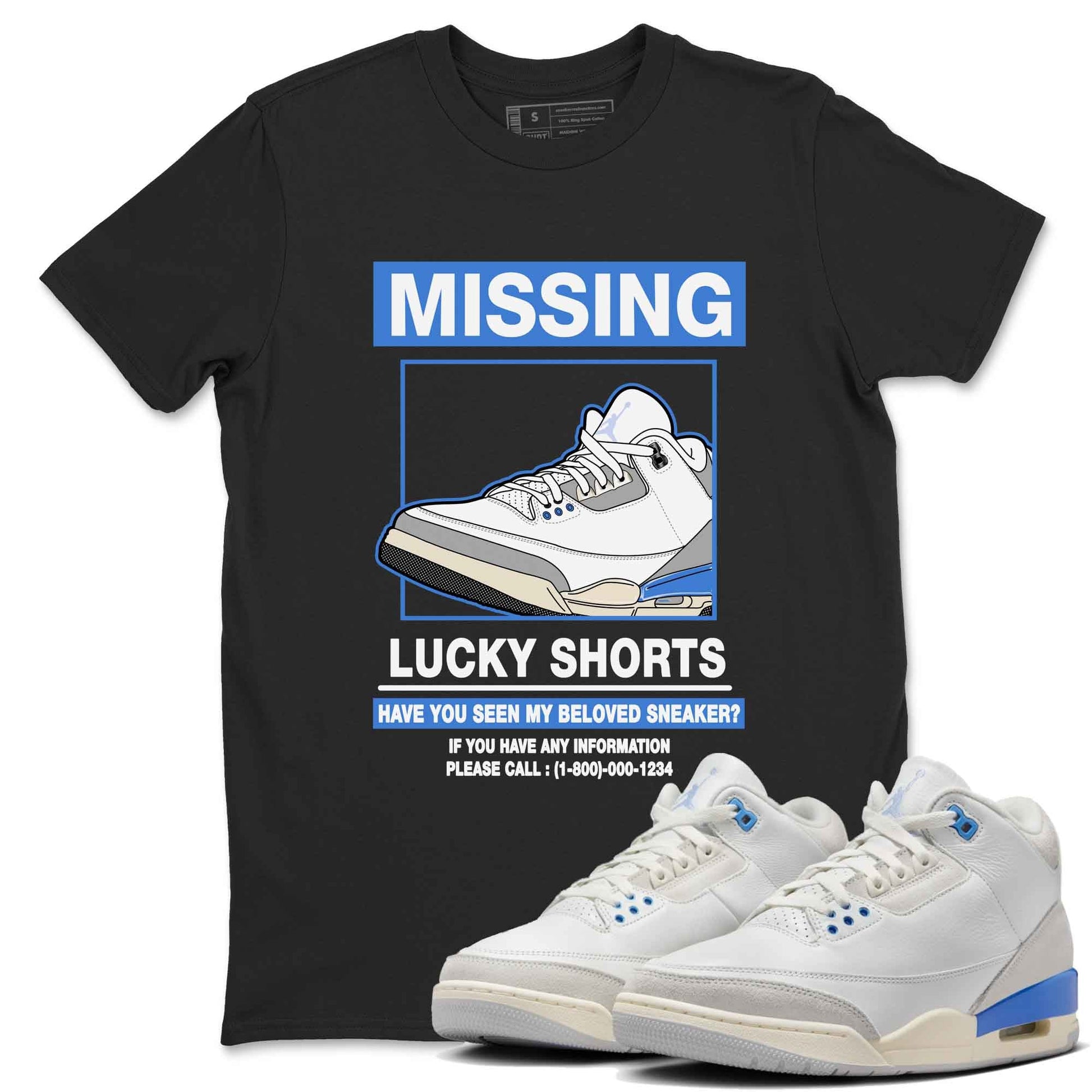 3s Lucky Shorts shirts to match jordans Missing Sneaker best t shirts to wear with jordans Air Jordan 3 Lucky Shorts match shoes to clothes SNRT Sneaker Tees unisex cotton Black 1 shirts