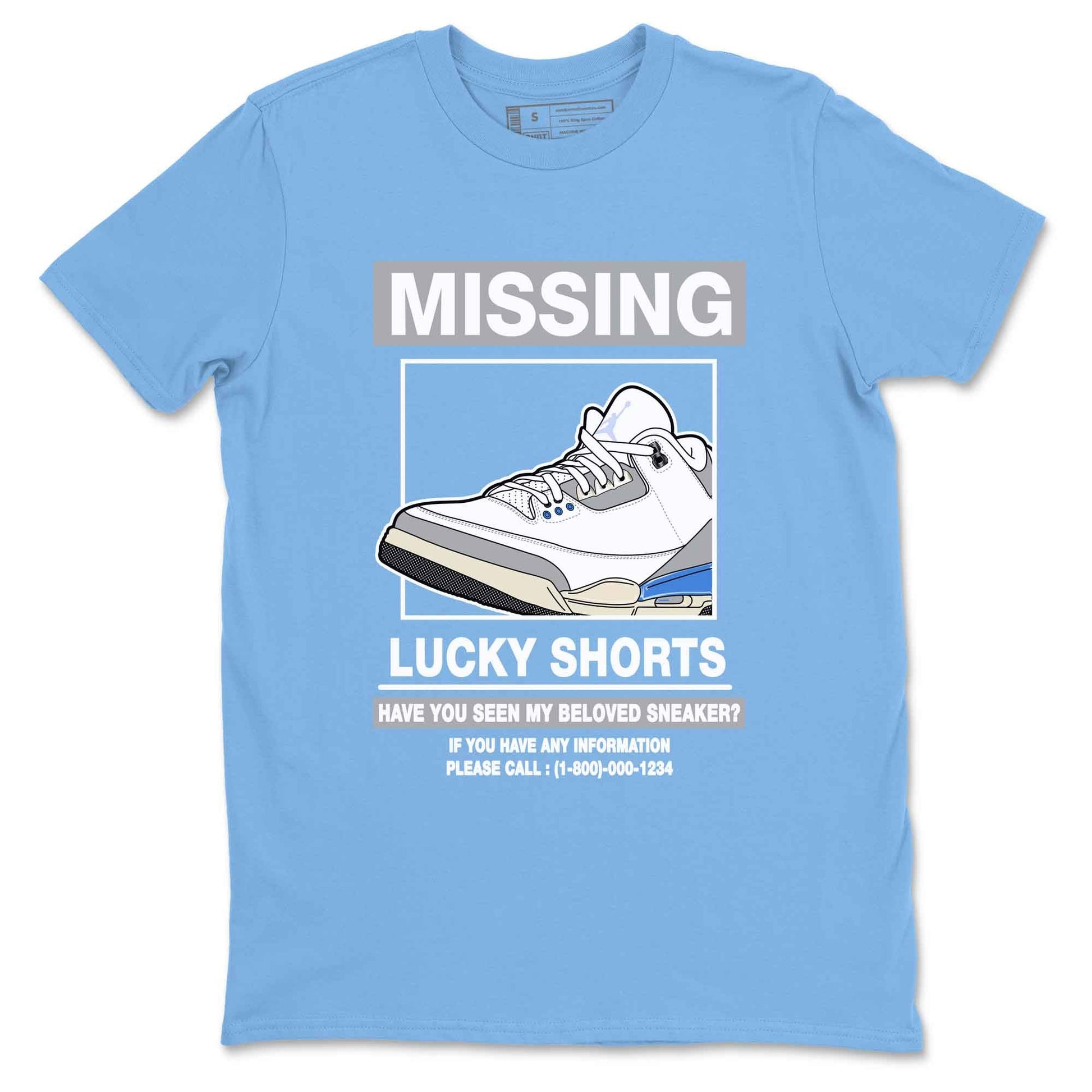 3s Lucky Shorts shirts to match jordans Missing Sneaker best t shirts to wear with jordans Air Jordan 3 Lucky Shorts match shoes to clothes SNRT Sneaker Tees unisex cotton Carolina Blue 2 shirts