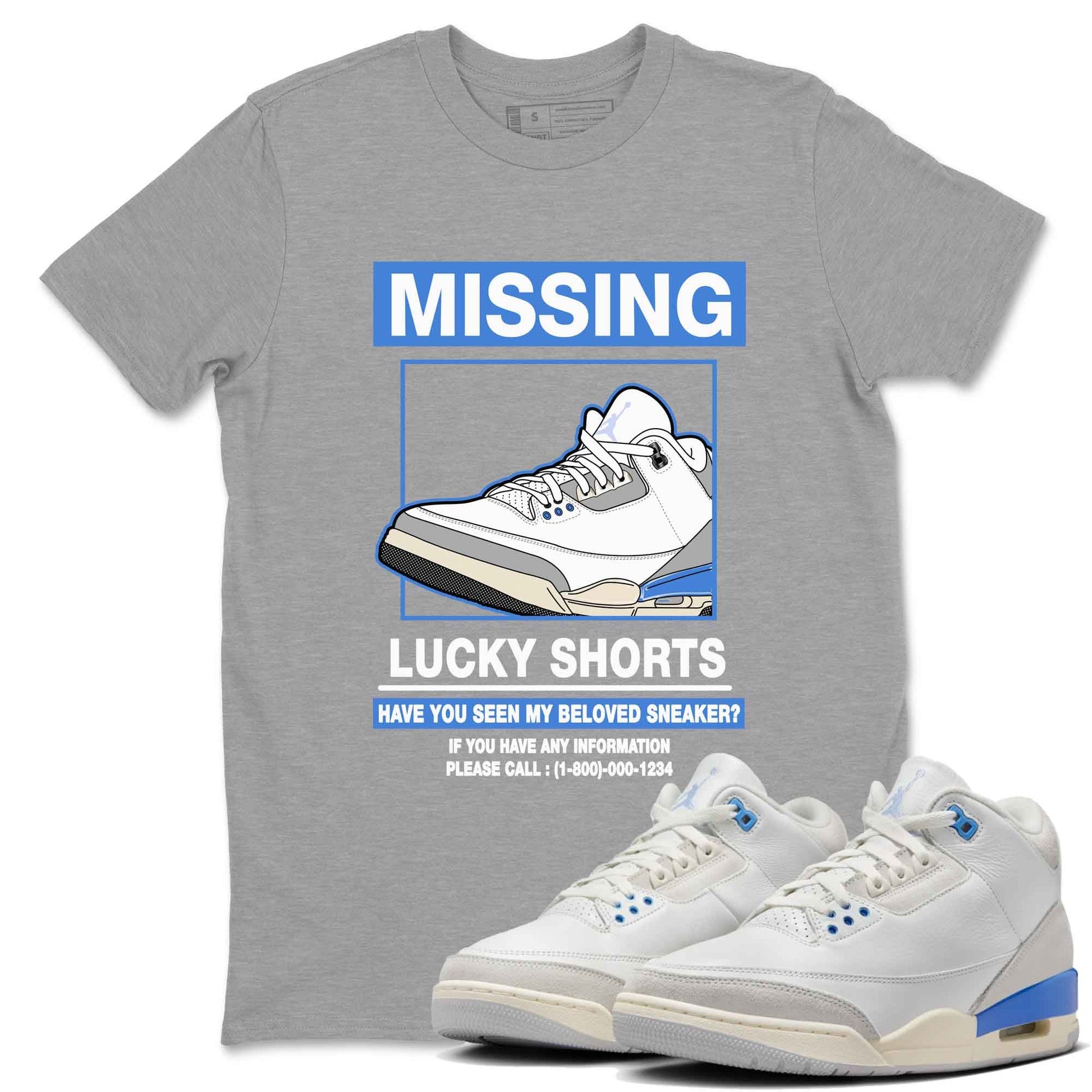 3s Lucky Shorts shirts to match jordans Missing Sneaker best t shirts to wear with jordans Air Jordan 3 Lucky Shorts match shoes to clothes SNRT Sneaker Tees unisex cotton Heather Grey 1 shirts