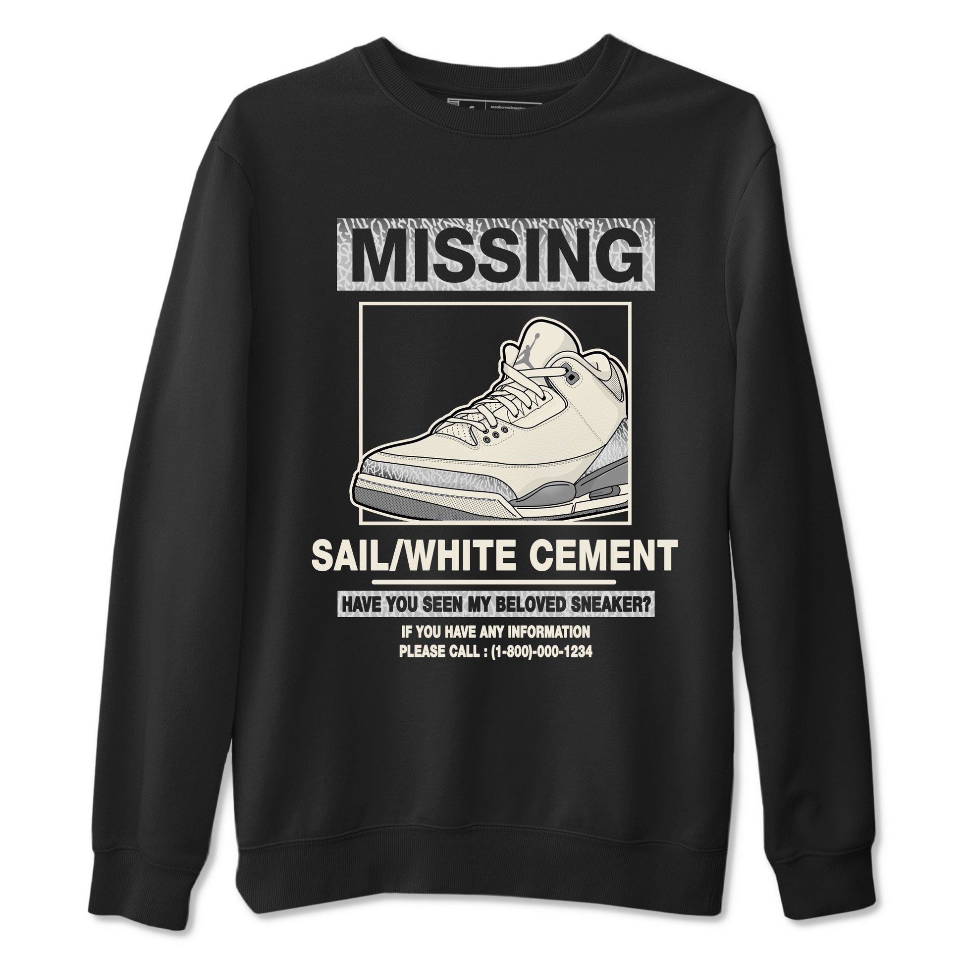 3s Sail and Cement Grey shirts to match jordans Missing Sneaker sneaker match tees Air Jordan 3 Retro Sail and Cement Grey match shoes to clothes SNRT Sneaker Tees unisex cotton Black 2 shirts