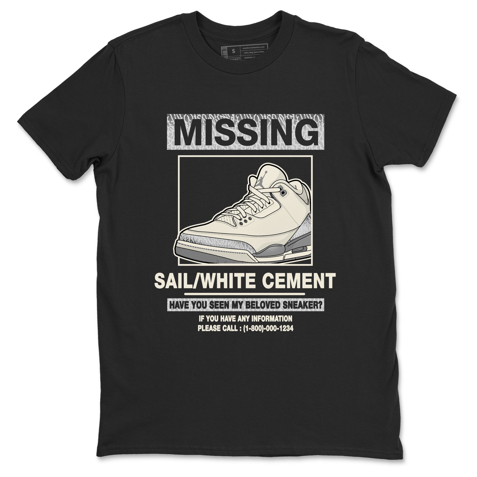 3s Sail and Cement Grey shirts to match jordans Missing Sneaker sneaker match tees Air Jordan 3 Retro Sail and Cement Grey match shoes to clothes SNRT Sneaker Tees unisex cotton Black 2 shirts