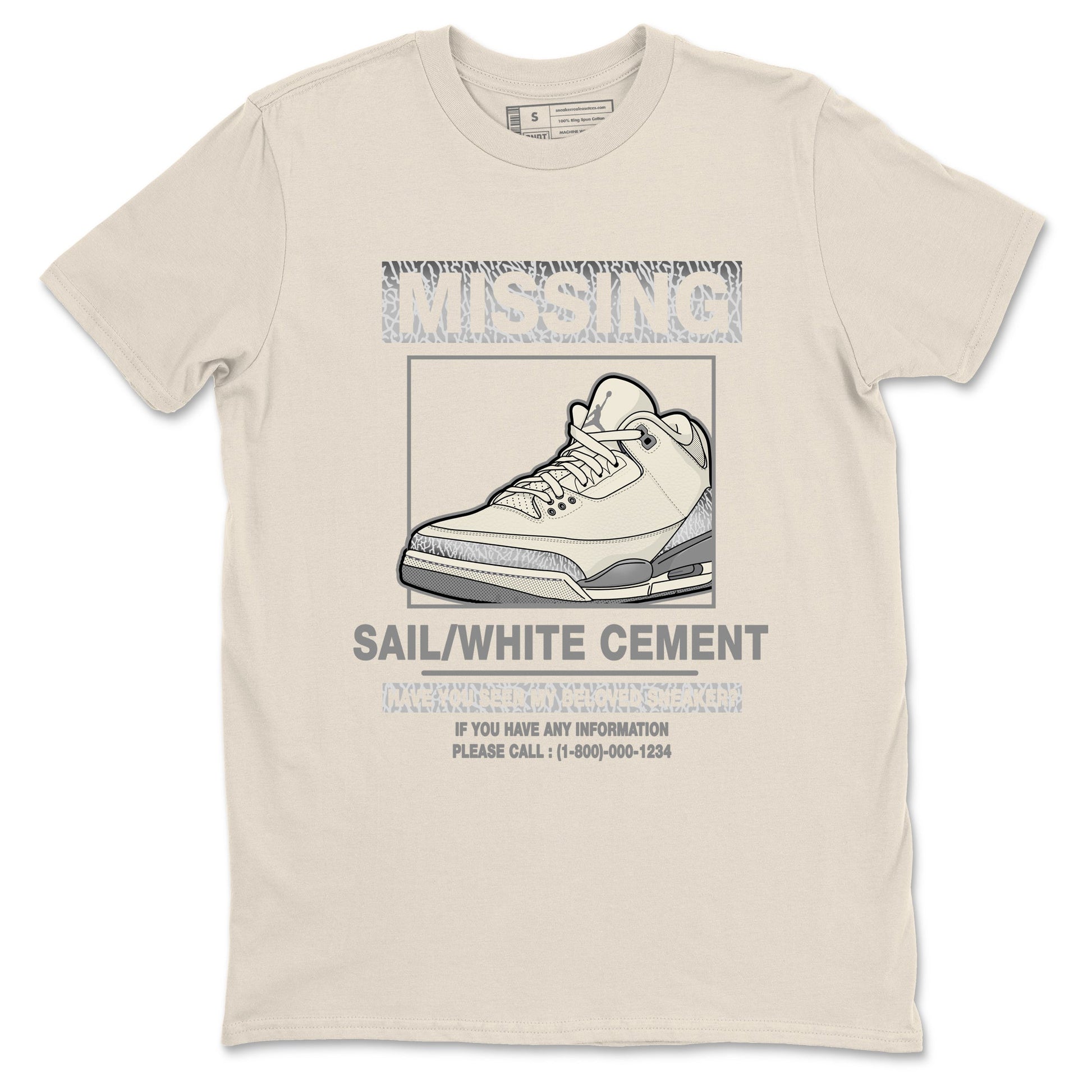 3s Sail and Cement Grey shirts to match jordans Missing Sneaker sneaker match tees Air Jordan 3 Retro Sail and Cement Grey match shoes to clothes SNRT Sneaker Tees unisex cotton Natural 2 shirts