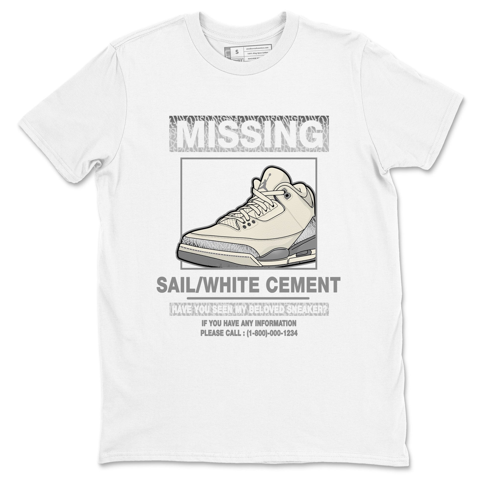 3s Sail and Cement Grey shirts to match jordans Missing Sneaker sneaker match tees Air Jordan 3 Retro Sail and Cement Grey match shoes to clothes SNRT Sneaker Tees unisex cotton White 2 shirts