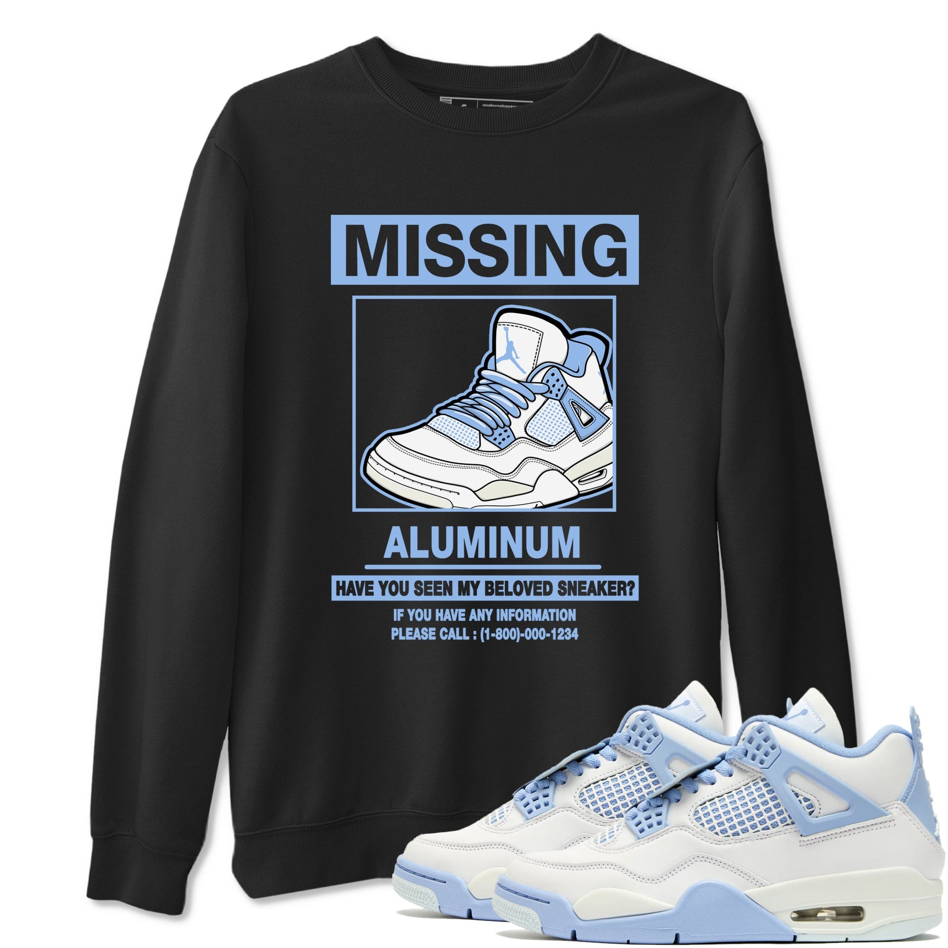 Missing Sneaker sneaker match t-shirt styled to complete your fit with the Air Jordan 4 Aluminum sneakers, shown in Black 1.