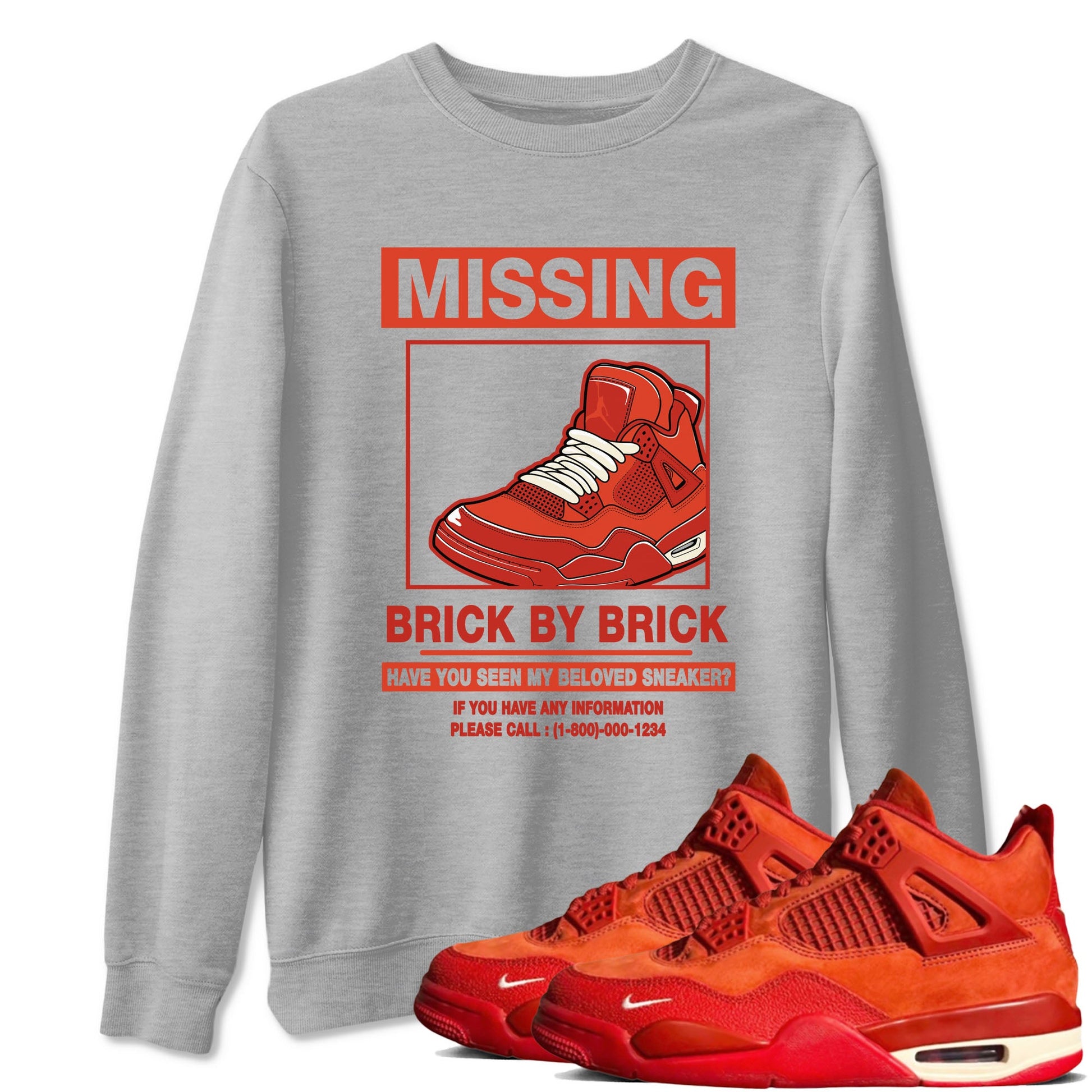 Nigel Sylvester x Air Jordan 4 Brick by Brick shirts to match jordans Missing Sneaker sneaker match tees Air Jordan 4 Brick By Brick match shoes to clothes SNRT Sneaker Tees unisex cotton Heather Grey 1 shirts