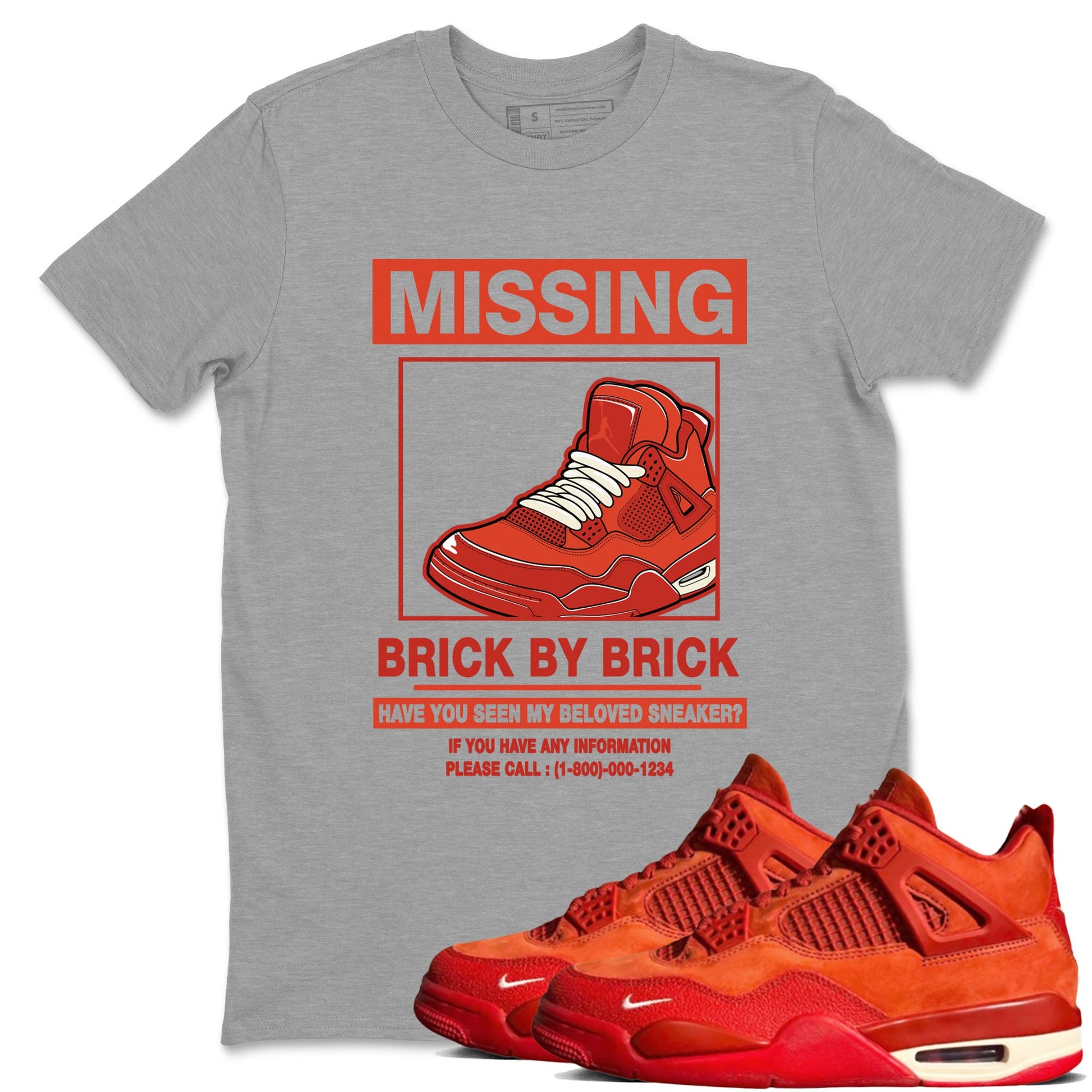 Nigel Sylvester x Air Jordan 4 Brick by Brick shirts to match jordans Missing Sneaker sneaker match tees Air Jordan 4 Brick By Brick match shoes to clothes SNRT Sneaker Tees unisex cotton Heather Grey 1 shirts