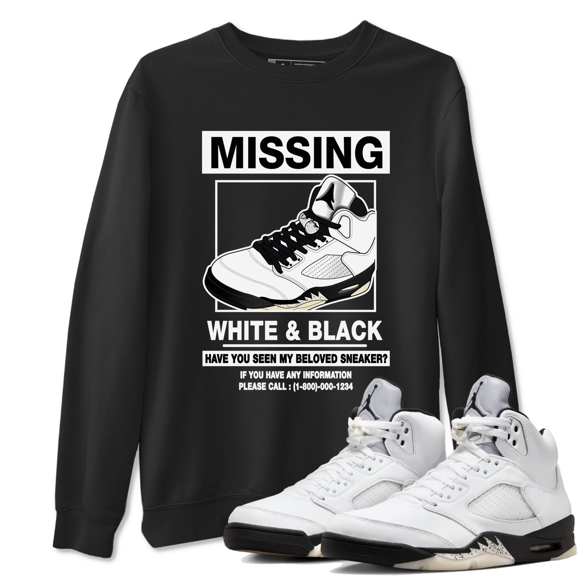 5s White Black shirts to match jordans Missing Sneaker sneaker match tees Air Jordan 5 Retro White Black match shoes to clothes SNRT Sneaker Tees unisex cotton Black 1 shirts