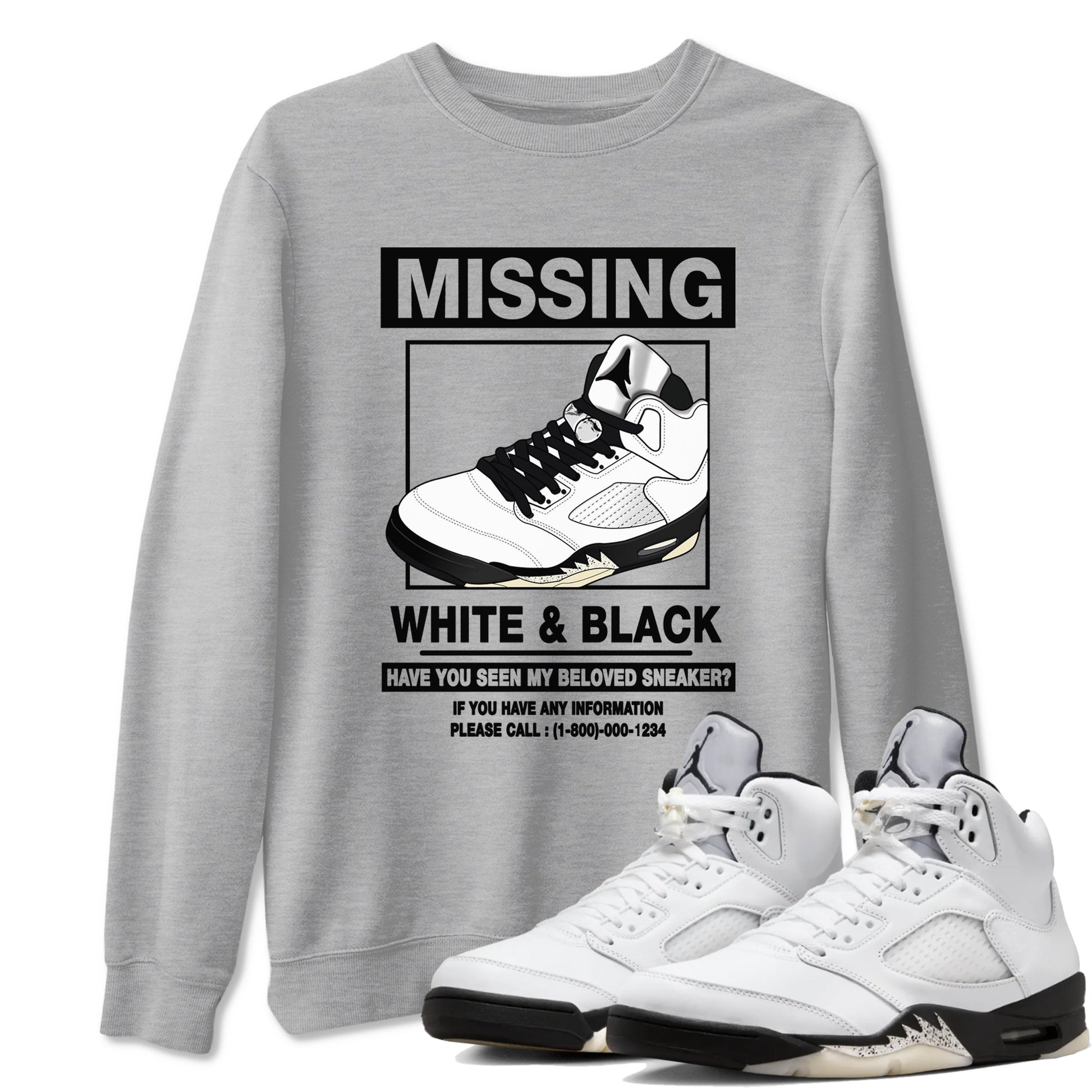 5s White Black shirts to match jordans Missing Sneaker sneaker match tees Air Jordan 5 Retro White Black match shoes to clothes SNRT Sneaker Tees unisex cotton Heather Grey 1 shirts