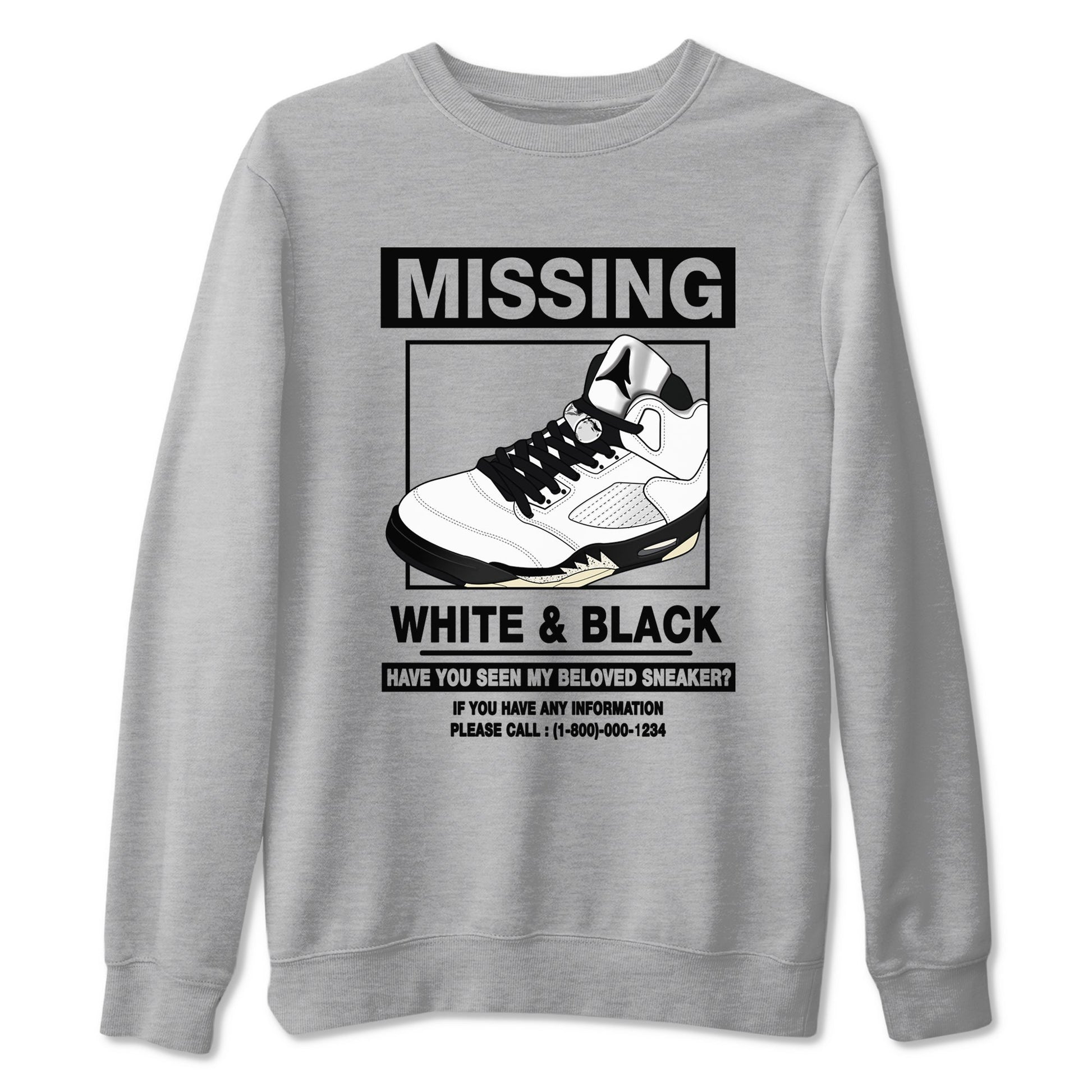 5s White Black shirts to match jordans Missing Sneaker sneaker match tees Air Jordan 5 Retro White Black match shoes to clothes SNRT Sneaker Tees unisex cotton Heather Grey 2 shirts