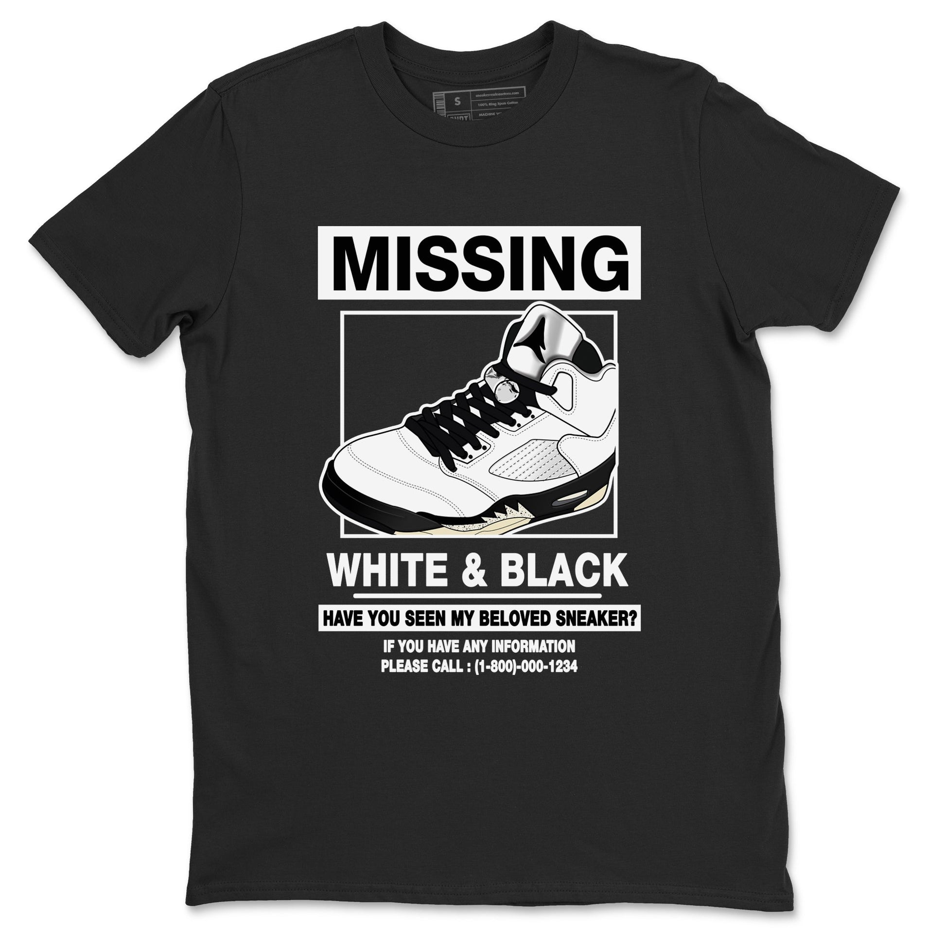 5s White Black shirts to match jordans Missing Sneaker sneaker match tees Air Jordan 5 Retro White Black match shoes to clothes SNRT Sneaker Tees unisex cotton Black 2 shirts