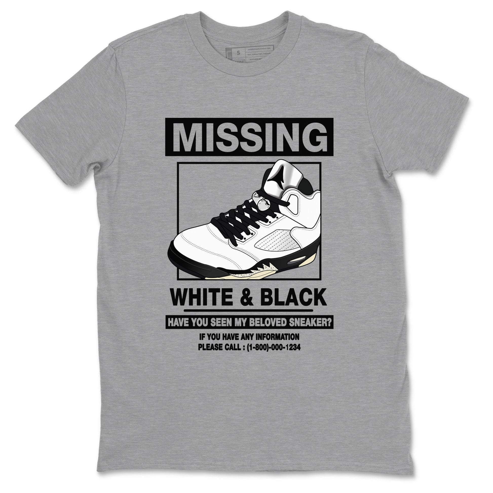 5s White Black shirts to match jordans Missing Sneaker sneaker match tees Air Jordan 5 Retro White Black match shoes to clothes SNRT Sneaker Tees unisex cotton Heather Grey 2 shirts
