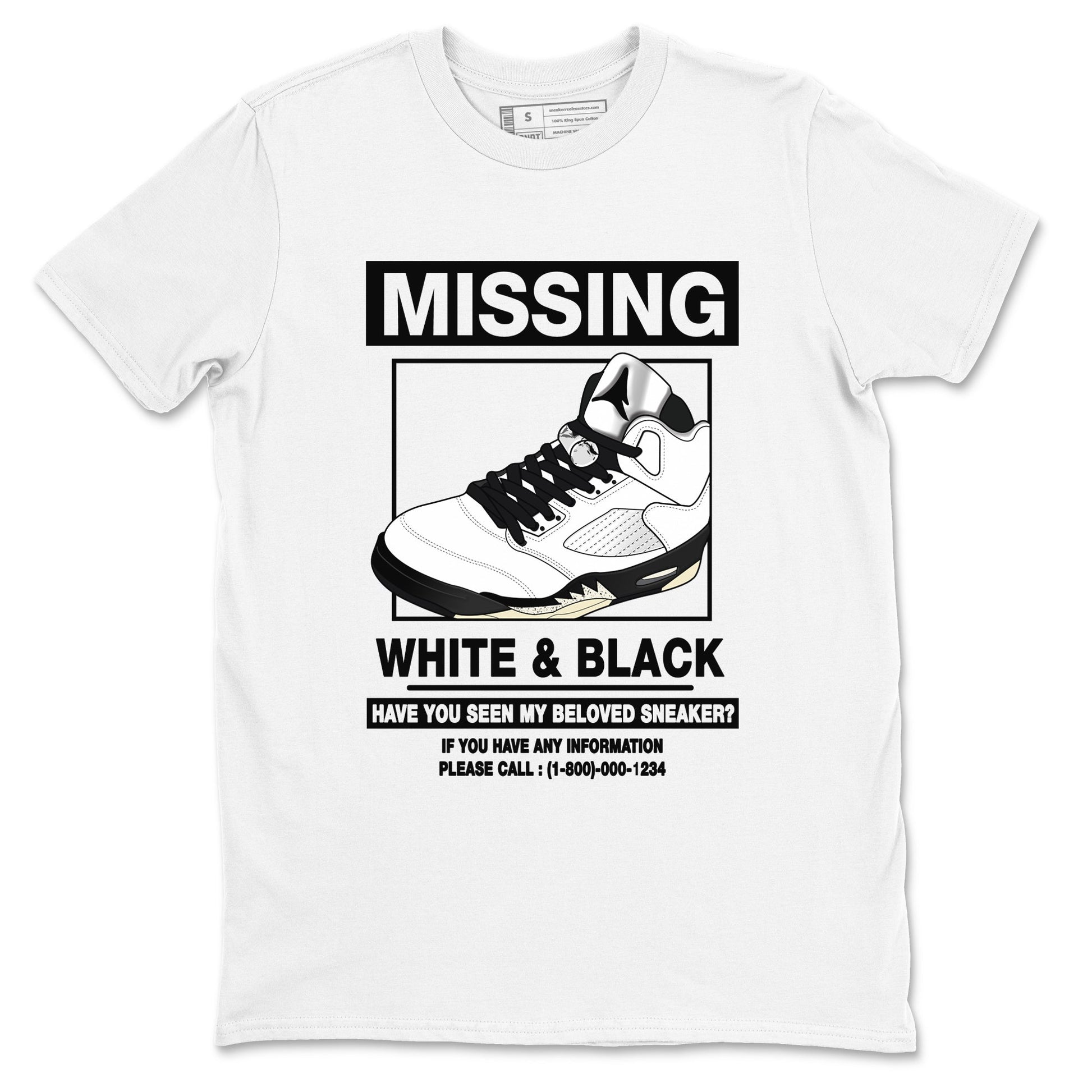 5s White Black shirts to match jordans Missing Sneaker sneaker match tees Air Jordan 5 Retro White Black match shoes to clothes SNRT Sneaker Tees unisex cotton White 2 shirts