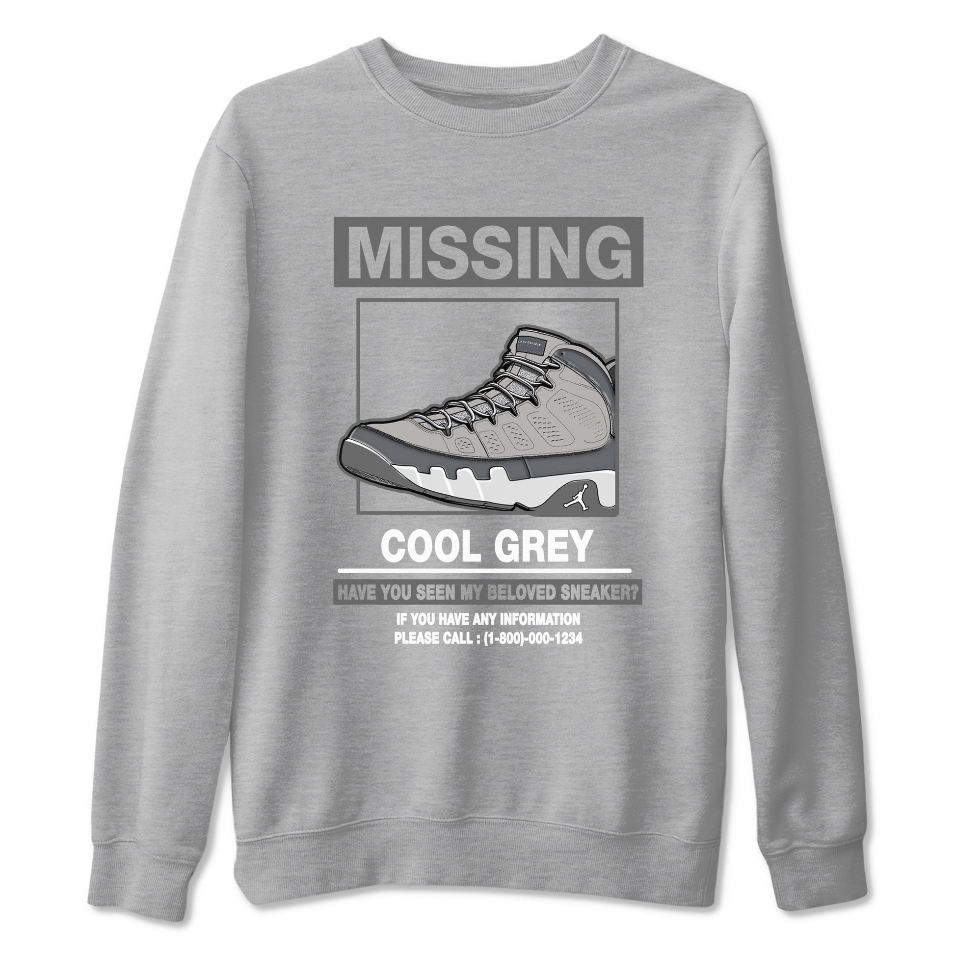 9s Cool Grey shirts to match jordans Missing Sneaker sneaker match tees Air Jordan 9 Retro Cool Grey match shoes to clothes SNRT Sneaker Tees unisex cotton Heather Grey 2 shirts