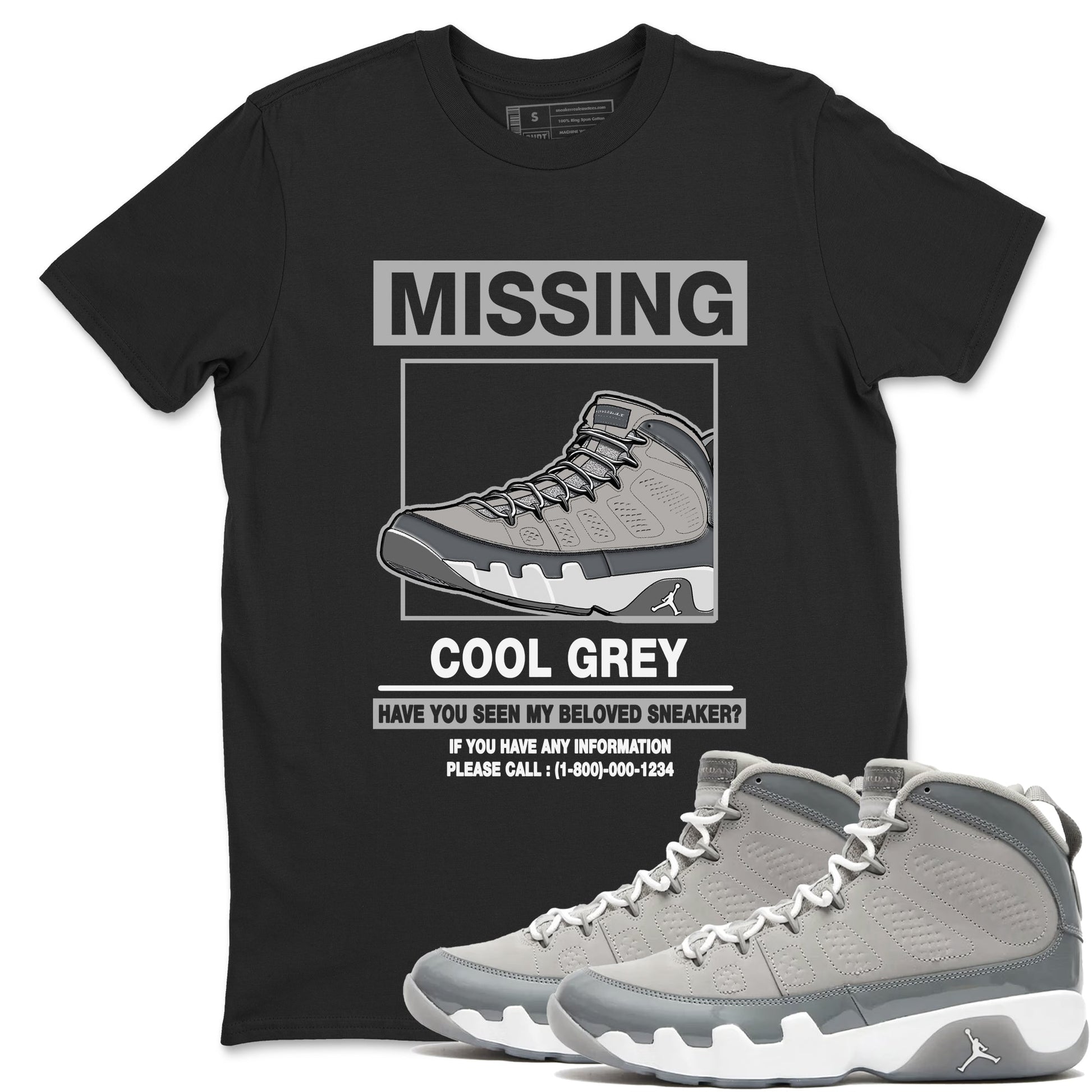 9s Cool Grey shirts to match jordans Missing Sneaker sneaker match tees Air Jordan 9 Retro Cool Grey match shoes to clothes SNRT Sneaker Tees unisex cotton Black 1 shirts