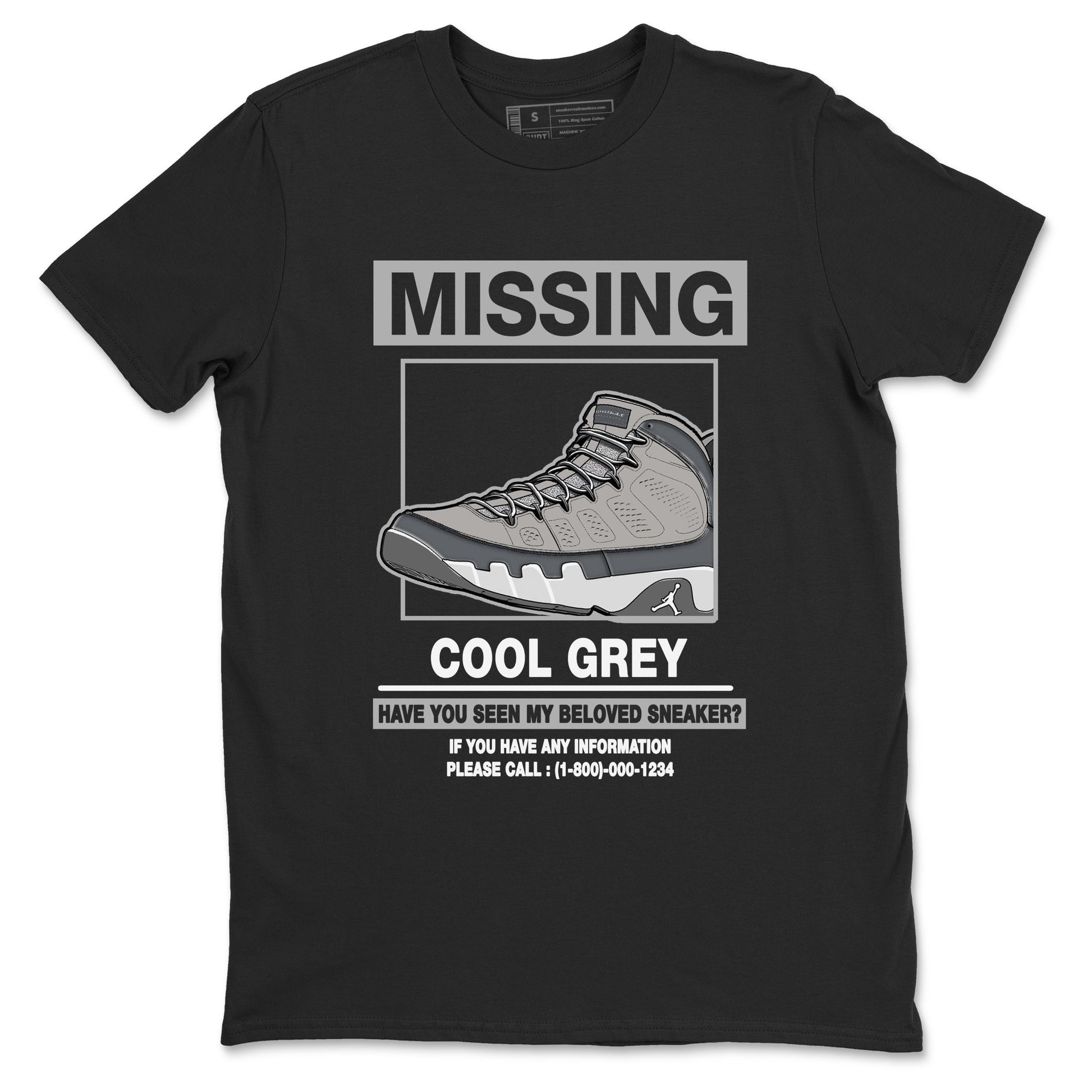 9s Cool Grey shirts to match jordans Missing Sneaker sneaker match tees Air Jordan 9 Retro Cool Grey match shoes to clothes SNRT Sneaker Tees unisex cotton Black 2 shirts