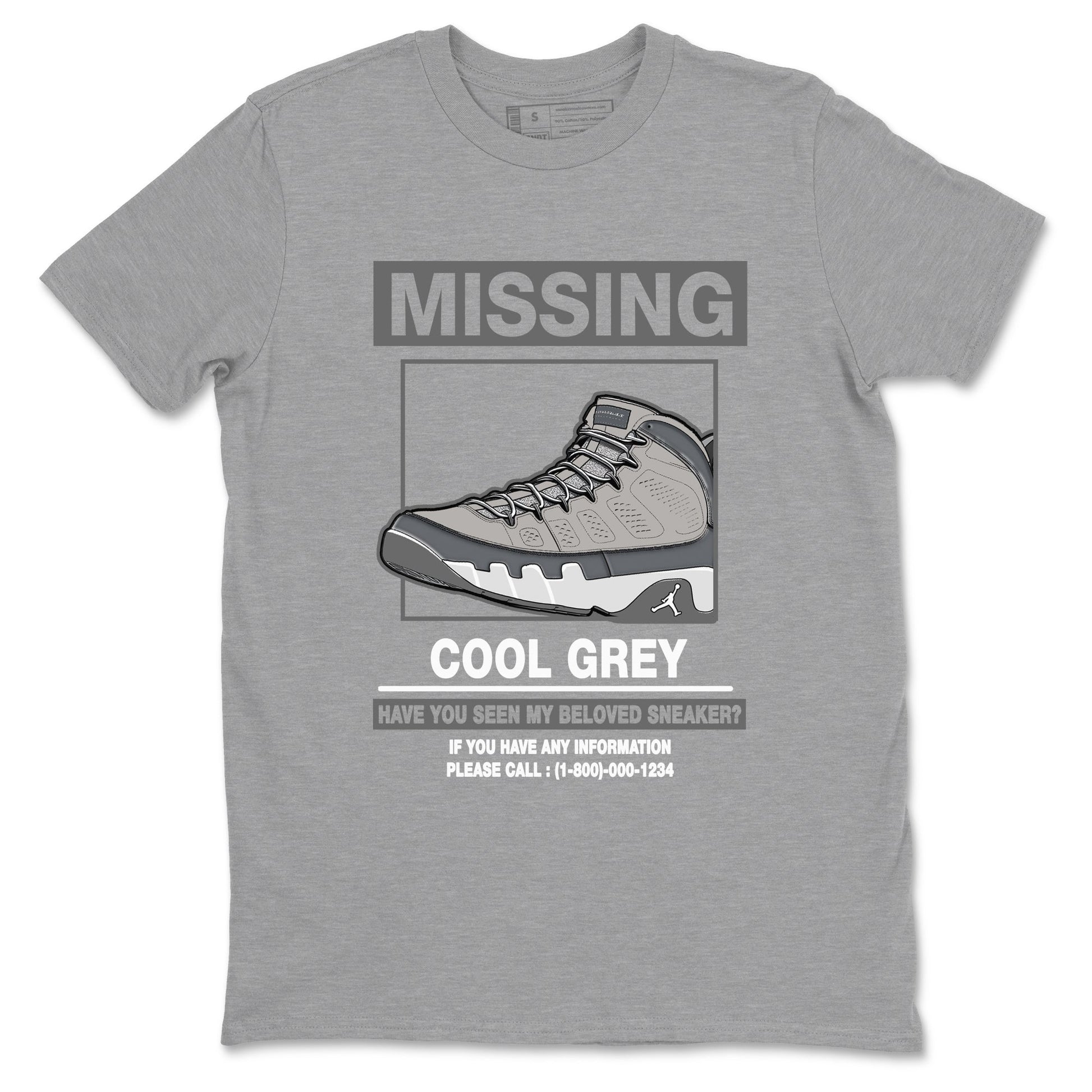 9s Cool Grey shirts to match jordans Missing Sneaker sneaker match tees Air Jordan 9 Retro Cool Grey match shoes to clothes SNRT Sneaker Tees unisex cotton Heather Grey 2 shirts