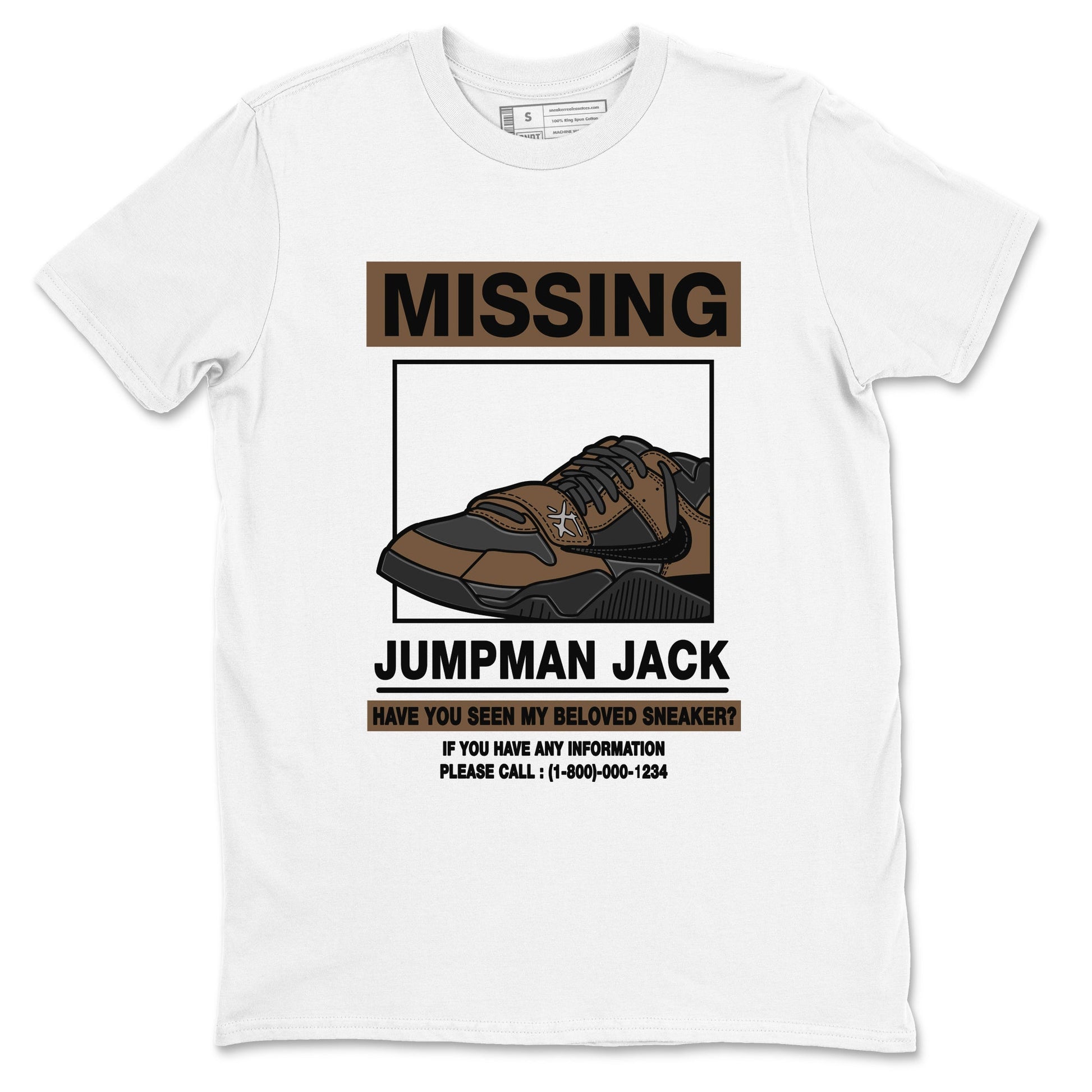 Jordan Jumpman Jack TR Travis Scott Dark Mocha shirts to match jordans Missing Sneaker sneaker match tees Jordan Jumpman Jack Travis Scott Dark Mocha match shoes to clothes SNRT Sneaker Tees unisex cotton White 2 shirts