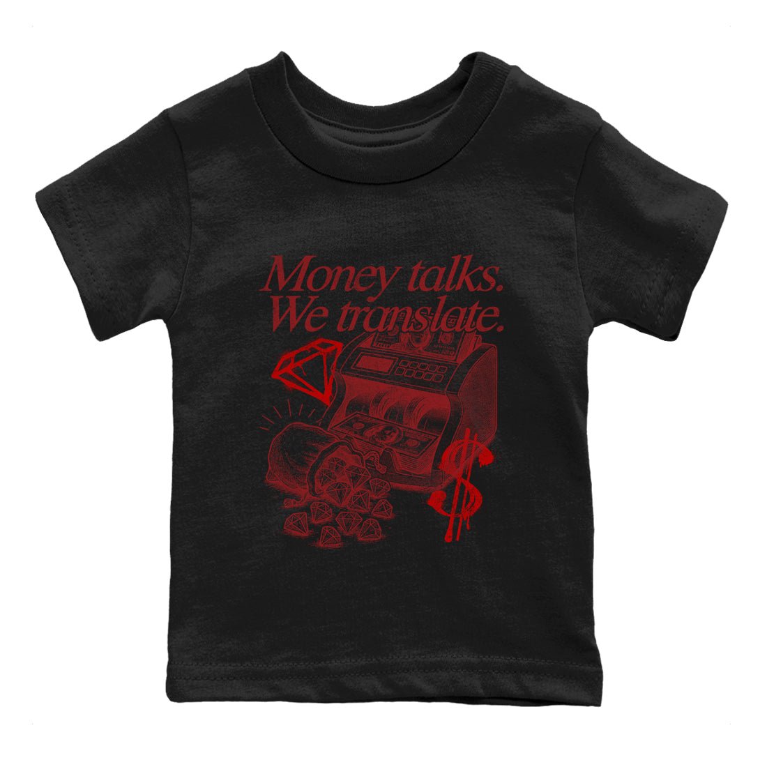Sneaker match tees – Sneaker Tees To Match Air Foamposite Cough Drop Shoes – Money Talks We Translate Kids T-Shirt Black 2