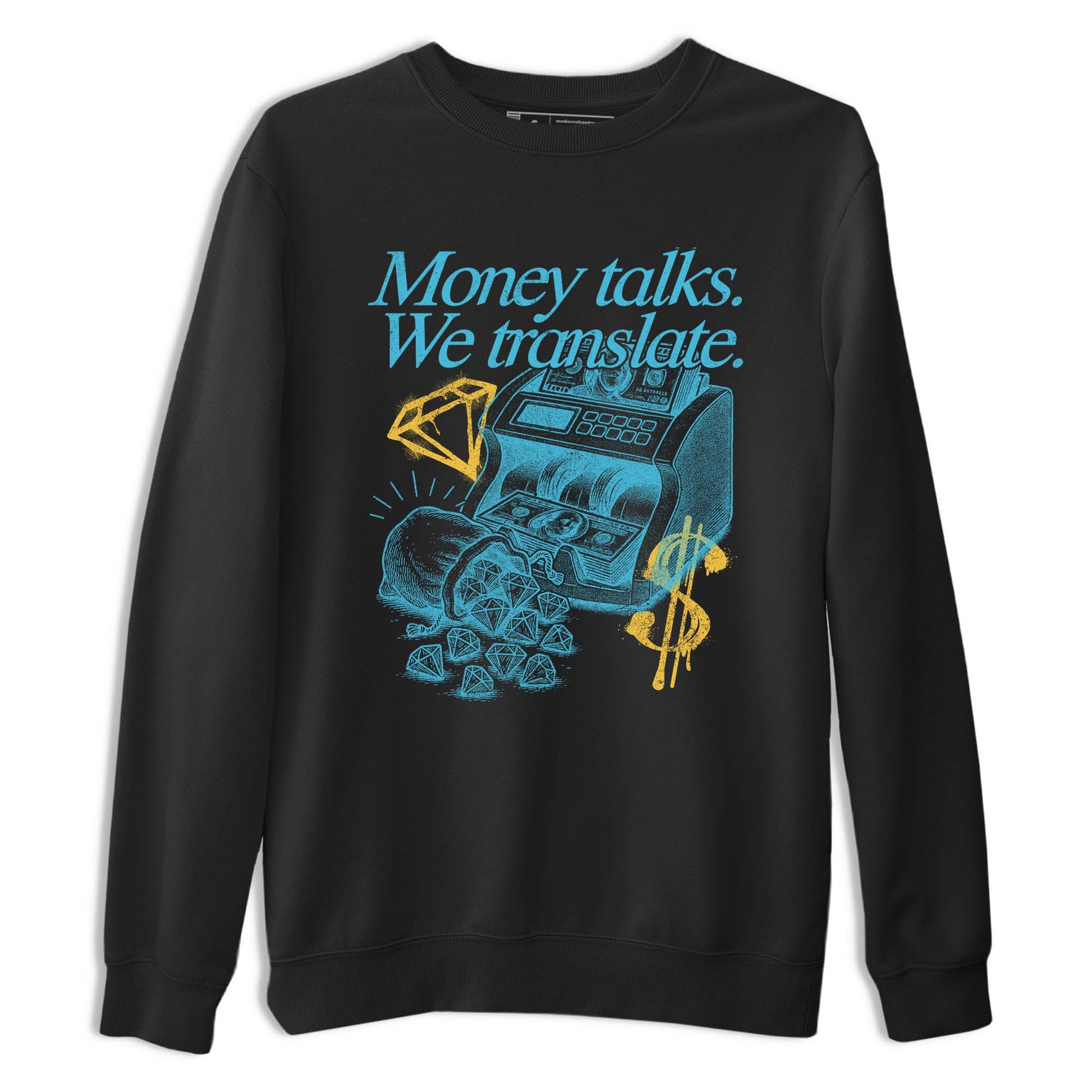 Sneaker Threads – Sneaker Tees To Match Air Jordan 11 Retro Gamma – Money Talks We Translate Graphic Tee Black 2. Perfect for Jordan releases 2025 colorways.