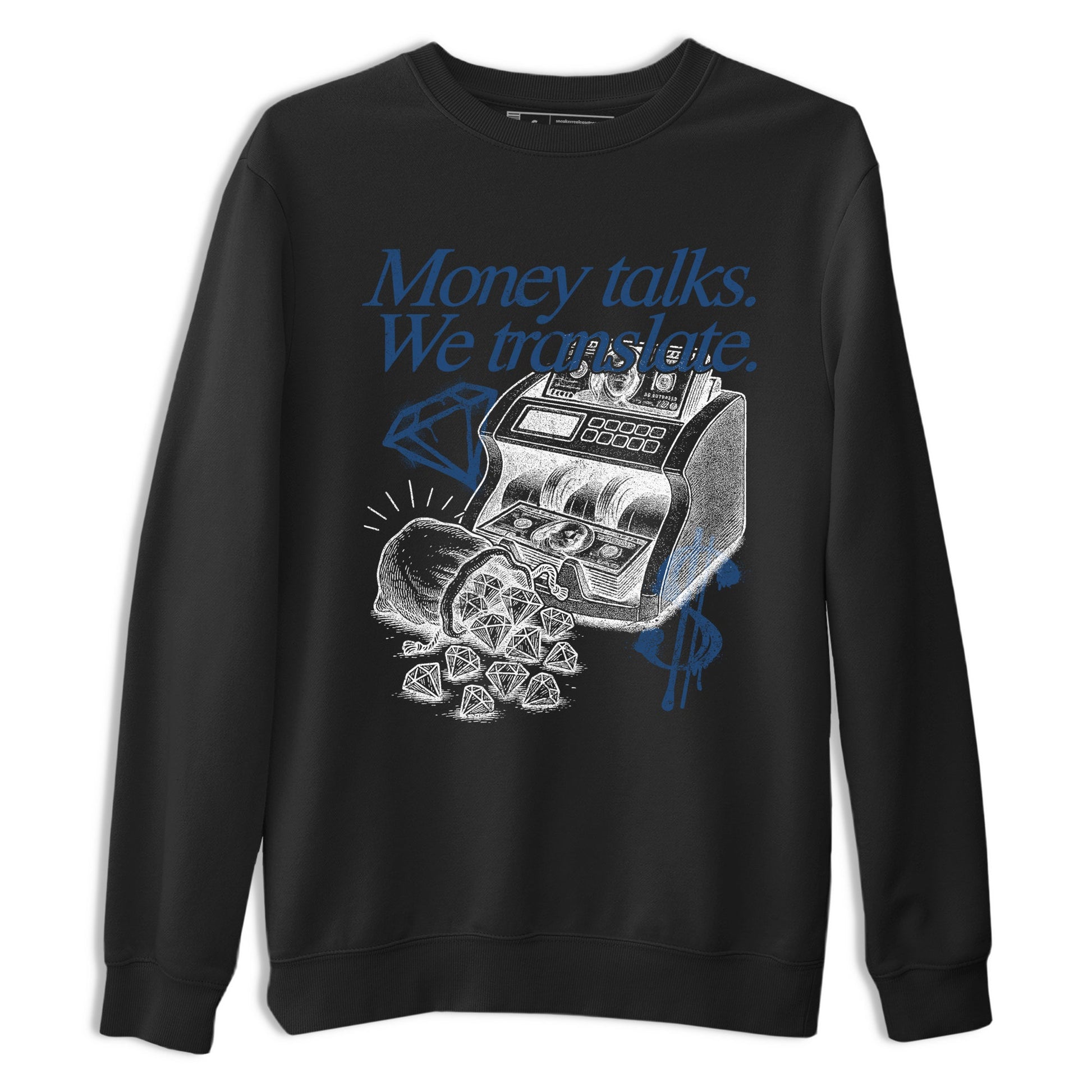 Sneaker match tees – Sneaker Tees To Match Air Jordan 12 French Blue Shoes – Money Talks We Translate Tee Black 2