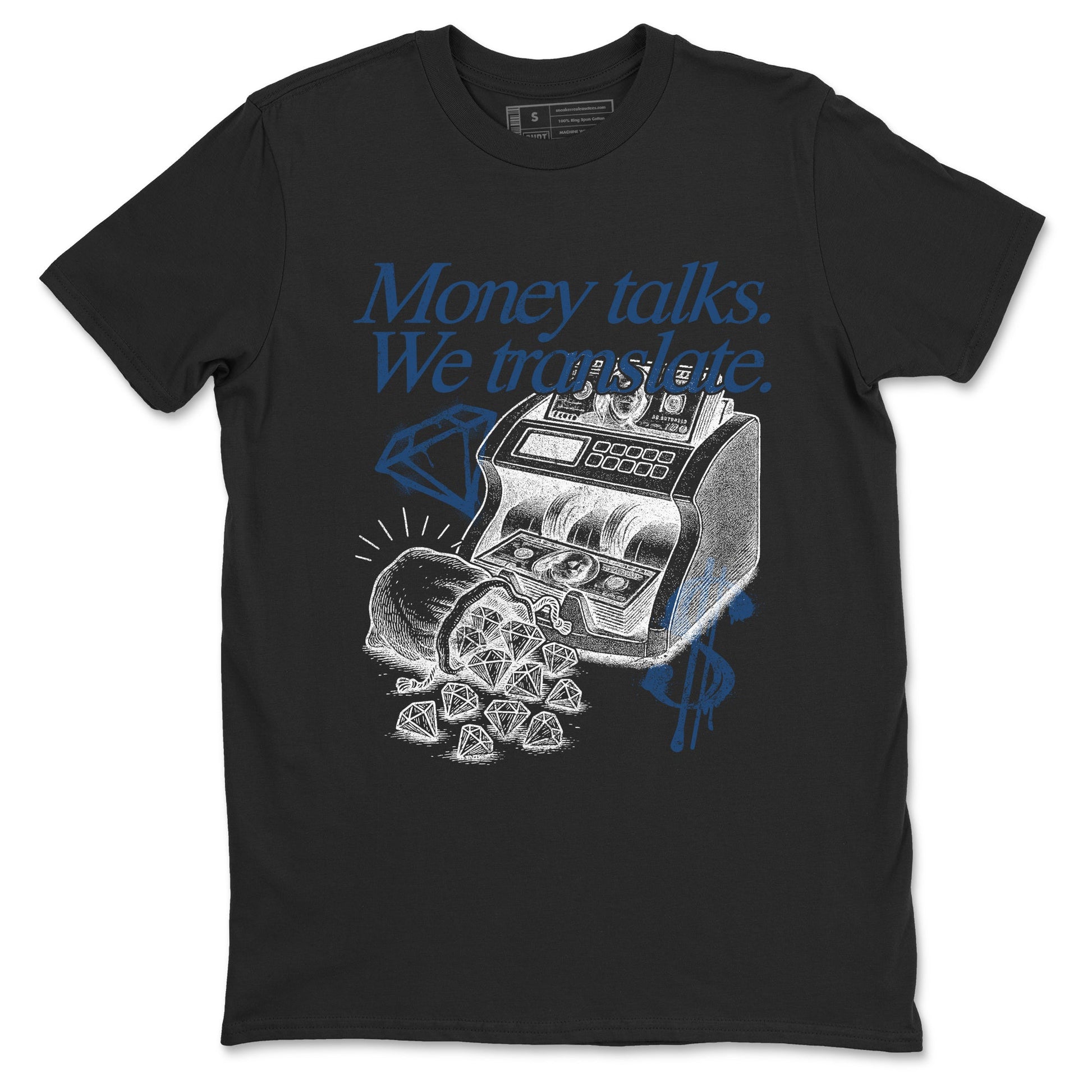 Sneaker match tees – Sneaker Tees To Match Air Jordan 12 French Blue Shoes – Money Talks We Translate Tee Black 2