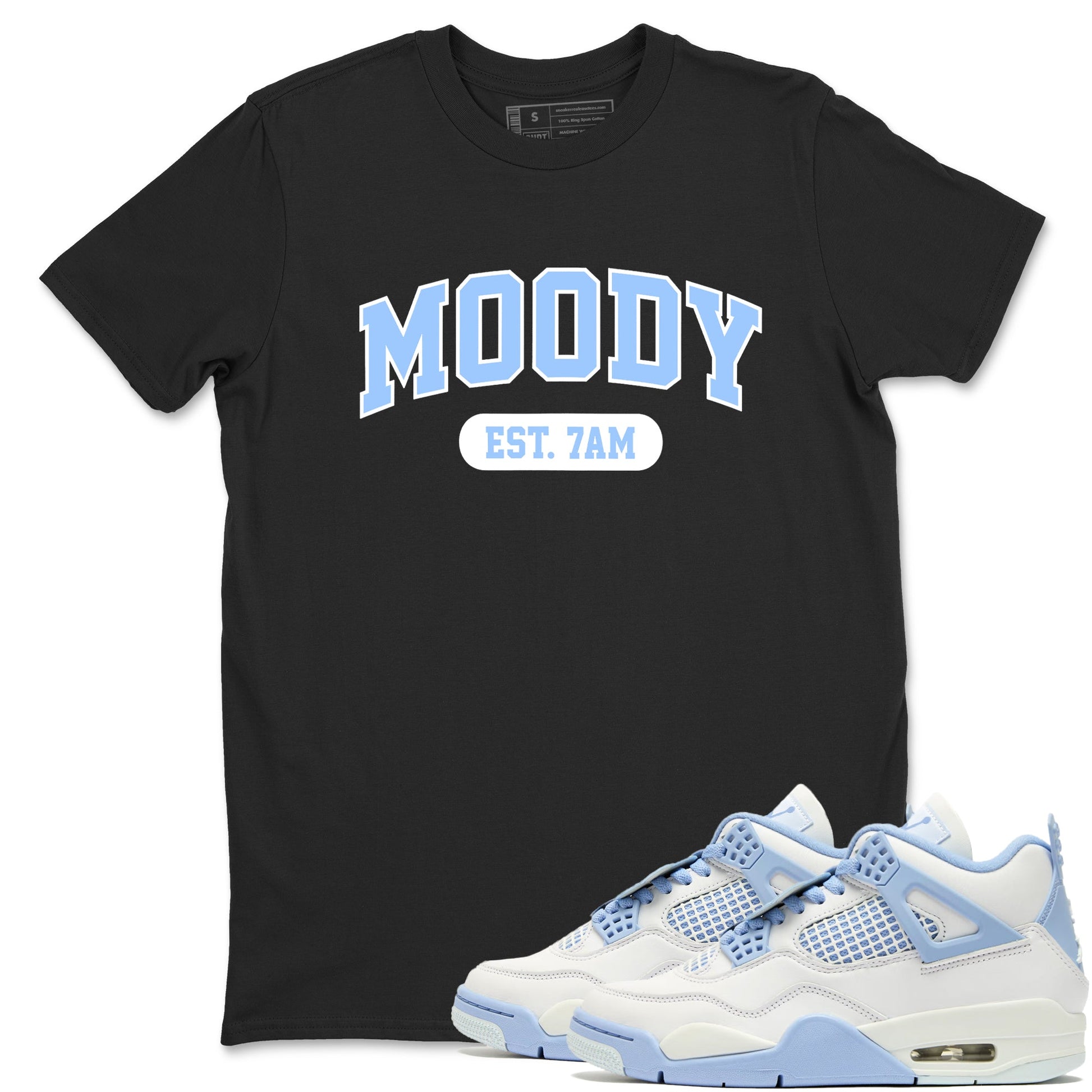 Moody sneaker match t-shirt styled to complete your fit with the Air Jordan 4 Aluminum sneakers, shown in Black 1.