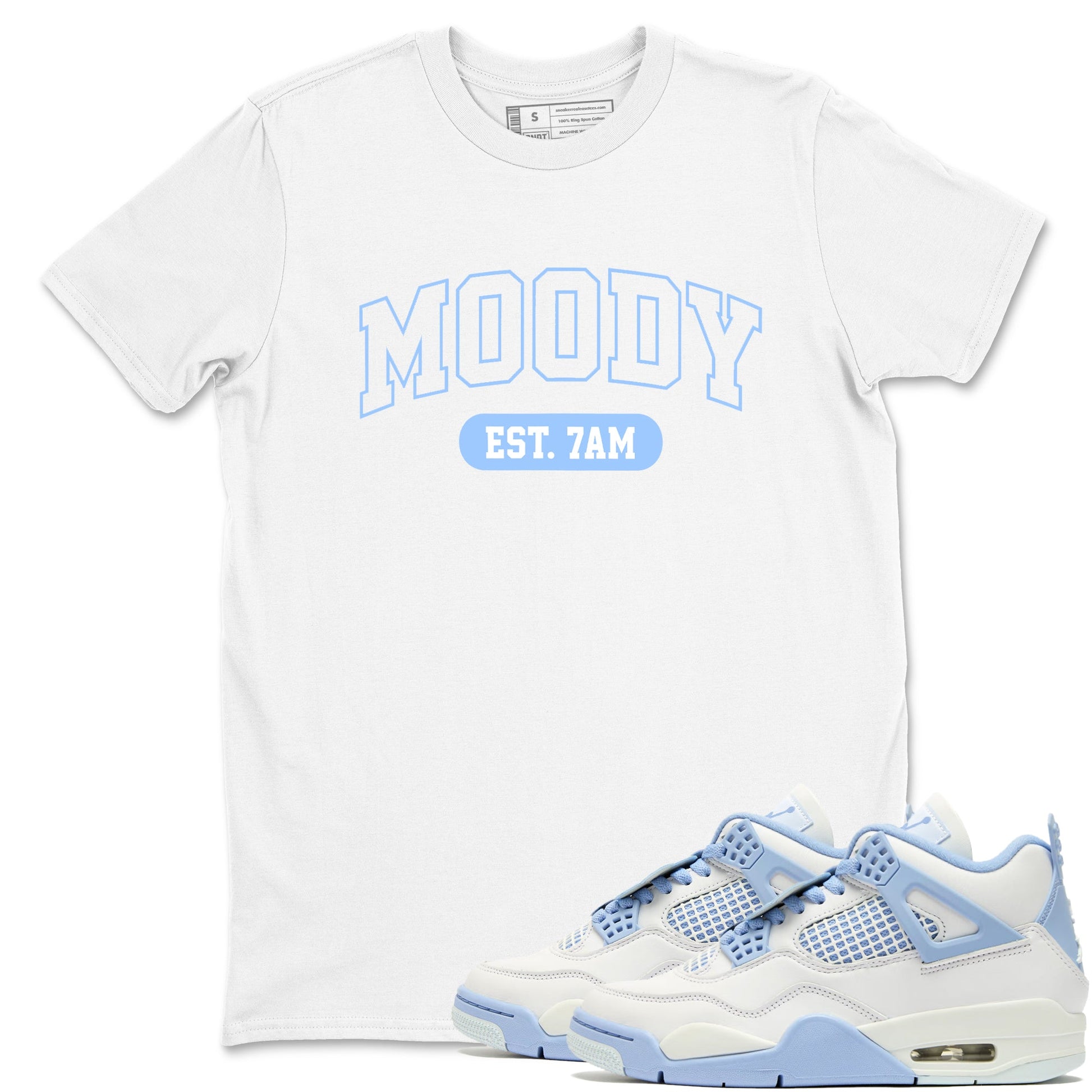 Moody sneaker match t-shirt styled to complete your fit with the Air Jordan 4 Aluminum sneakers, shown in White 1.
