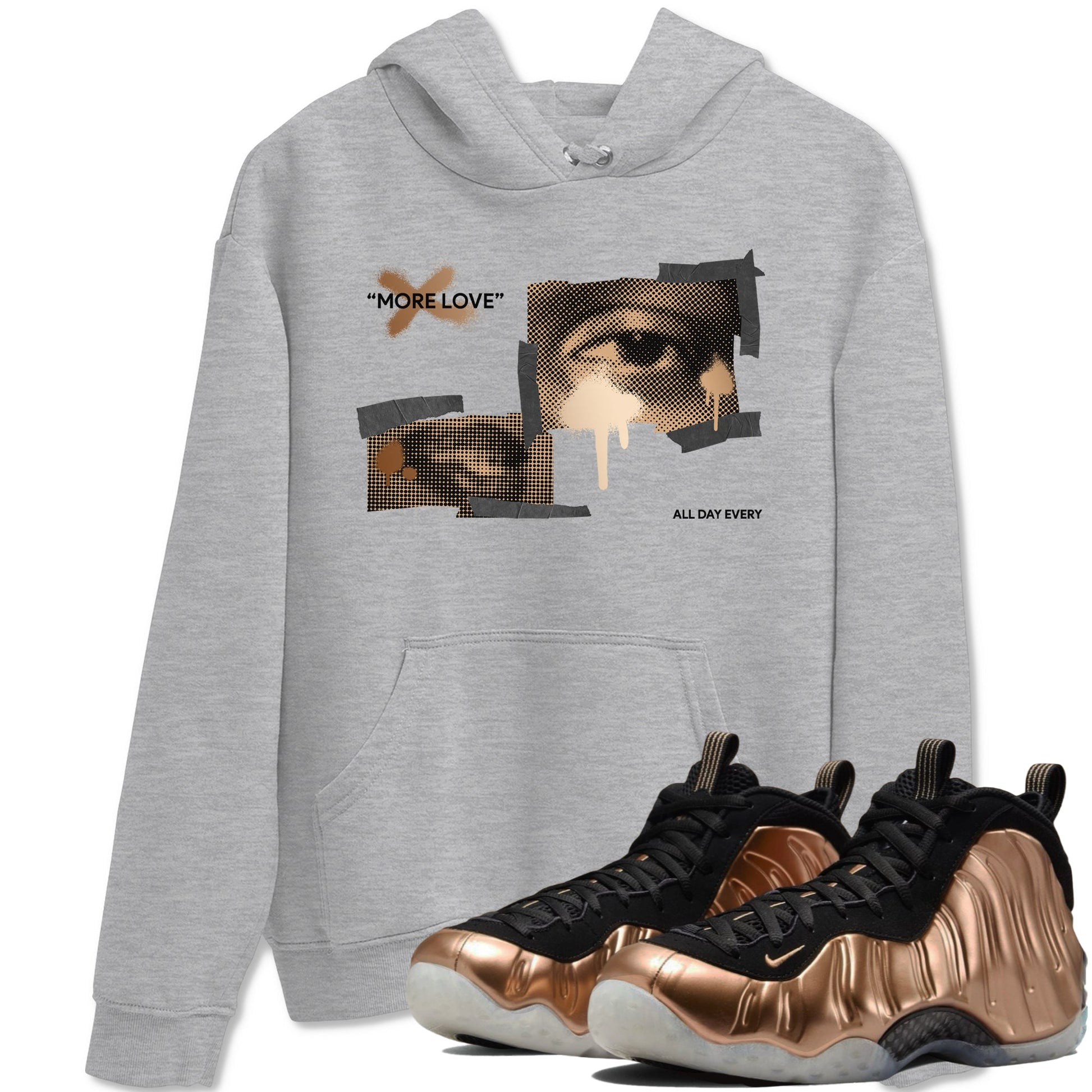 Foams One Metallic Copper shirts to match jordans More Love sneaker match tees Air Foamposite One Metallic Copper match shoes to clothes SNRT Sneaker Tees unisex cotton Heather Grey 1 shirts