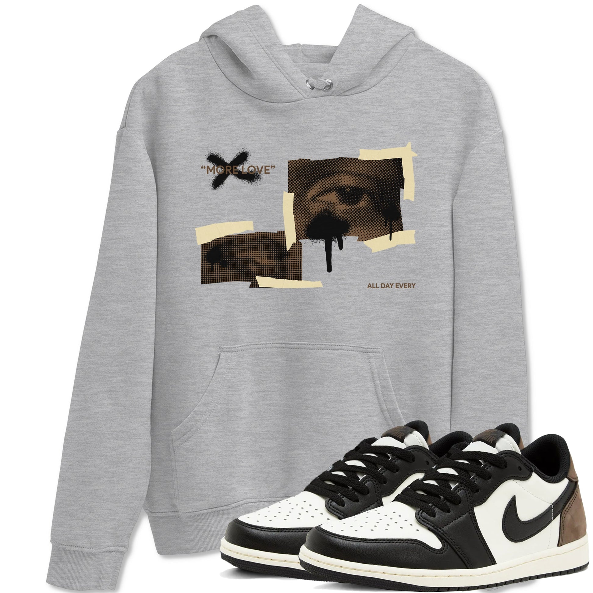 1s Low OG Mocha shirts to match jordans More Love sneaker match tees Air Jordan 1 Mocha match shoes to clothes SNRT Sneaker Tees unisex cotton Heather Grey 1 shirts