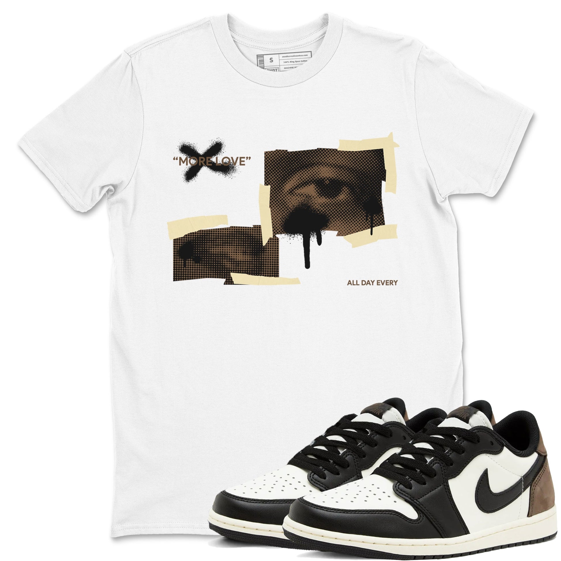 1s Low OG Mocha shirts to match jordans More Love sneaker match tees Air Jordan 1 Mocha match shoes to clothes SNRT Sneaker Tees unisex cotton White 1 shirts
