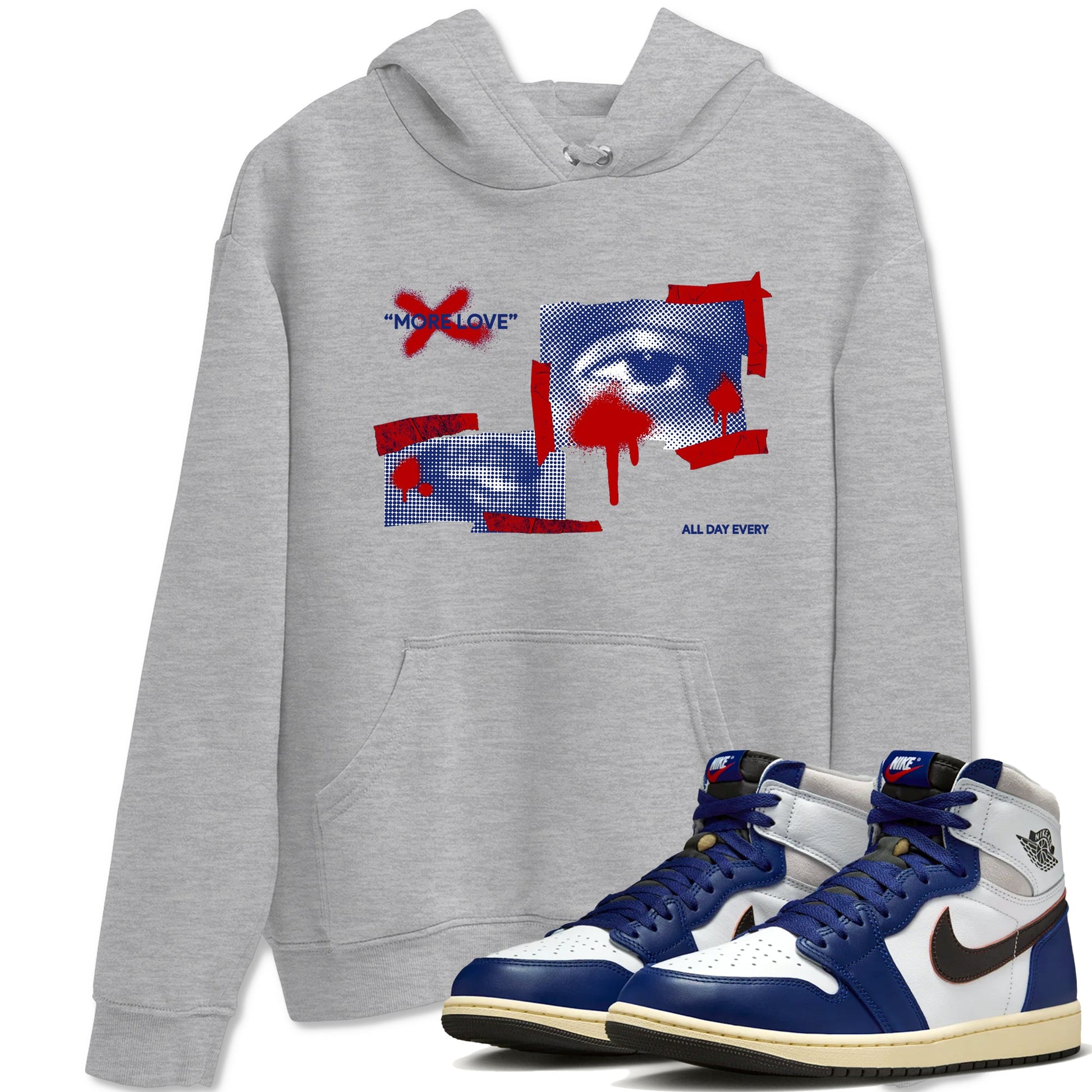 1s Rare Air shirts to match jordans More Love sneaker match tees Air Jordan 1 High OG Rare Air Deep Royal Blue match shoes to clothes SNRT Sneaker Tees unisex cotton Heather Grey 1 shirts