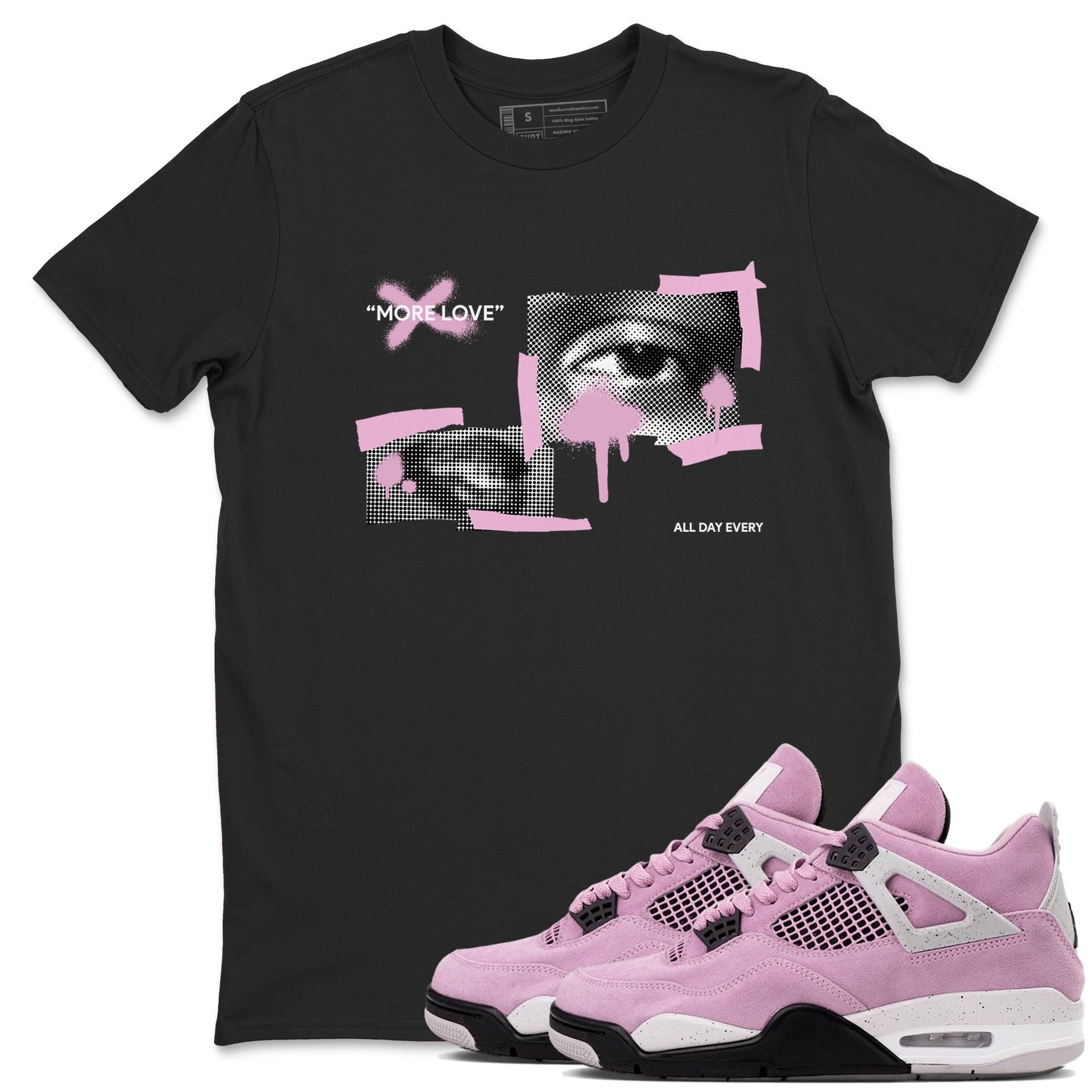 4s Retro Orchid shirts to match jordans More Love sneaker match tees Air Jordan 4 WMNS Orchid match shoes to clothes SNRT Sneaker Tees unisex cotton Black 1 shirts