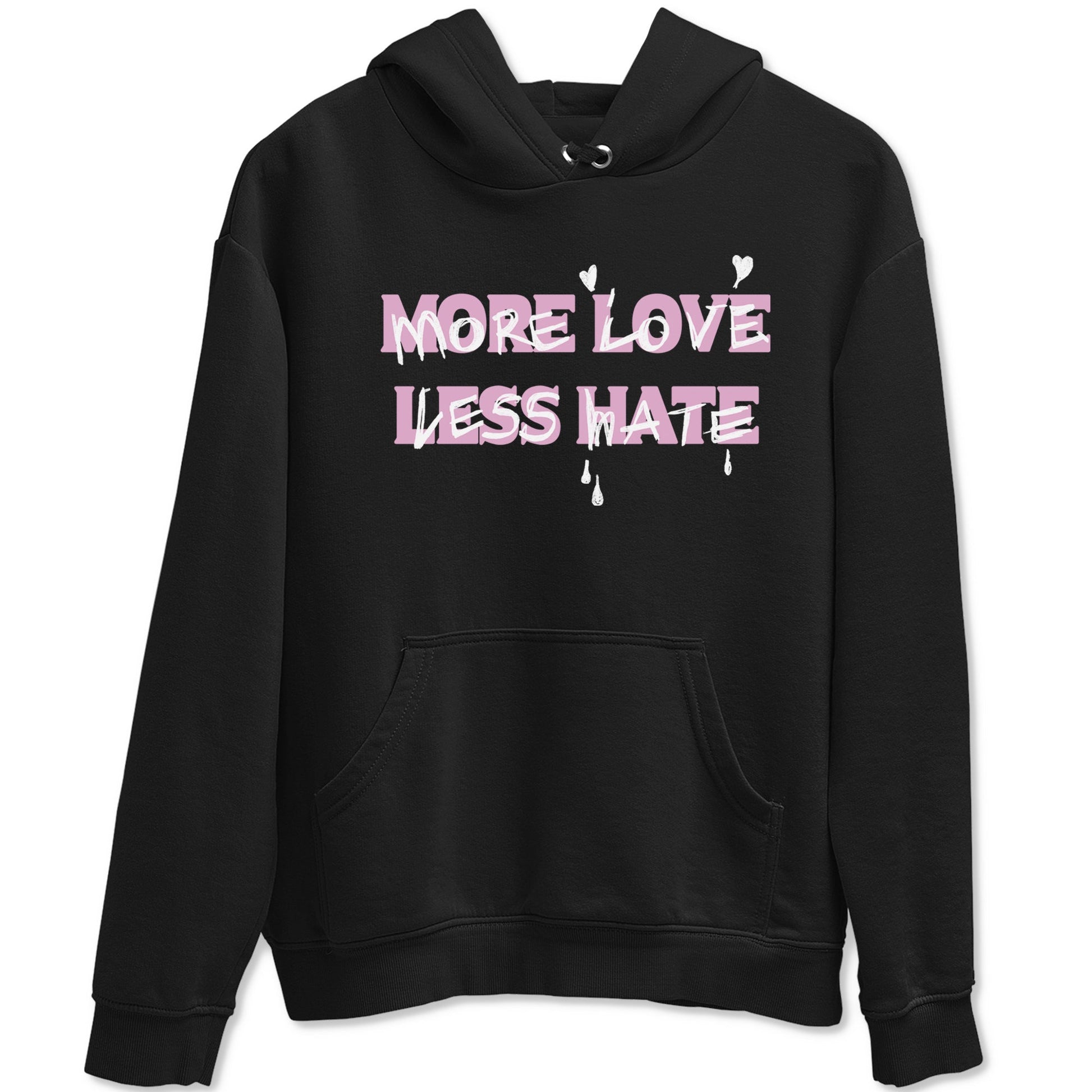 4s Retro Orchid shirts to match jordans More Love Less Hate sneaker match tees Air Jordan 4 WMNS Orchid match shoes to clothes SNRT Sneaker Tees unisex cotton Black 2 shirts