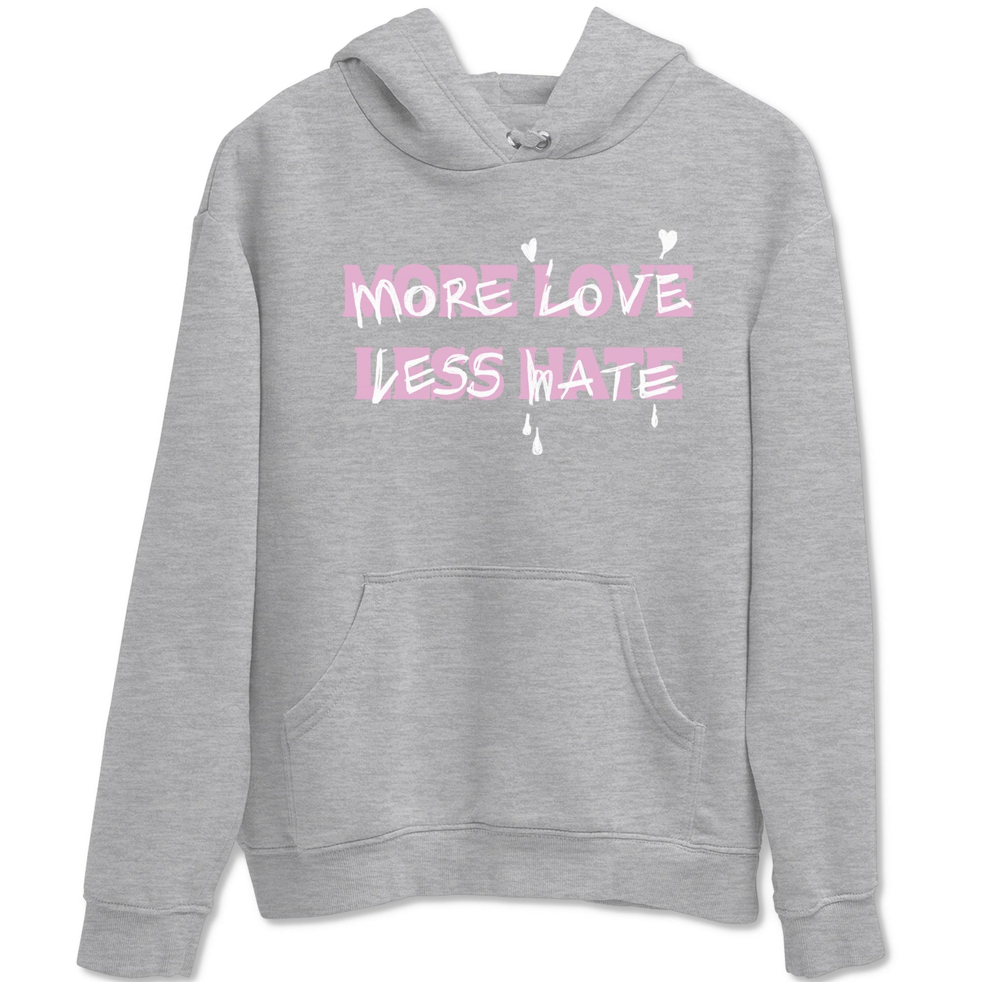 4s Retro Orchid shirts to match jordans More Love Less Hate sneaker match tees Air Jordan 4 WMNS Orchid match shoes to clothes SNRT Sneaker Tees unisex cotton Heather Grey 2 shirts