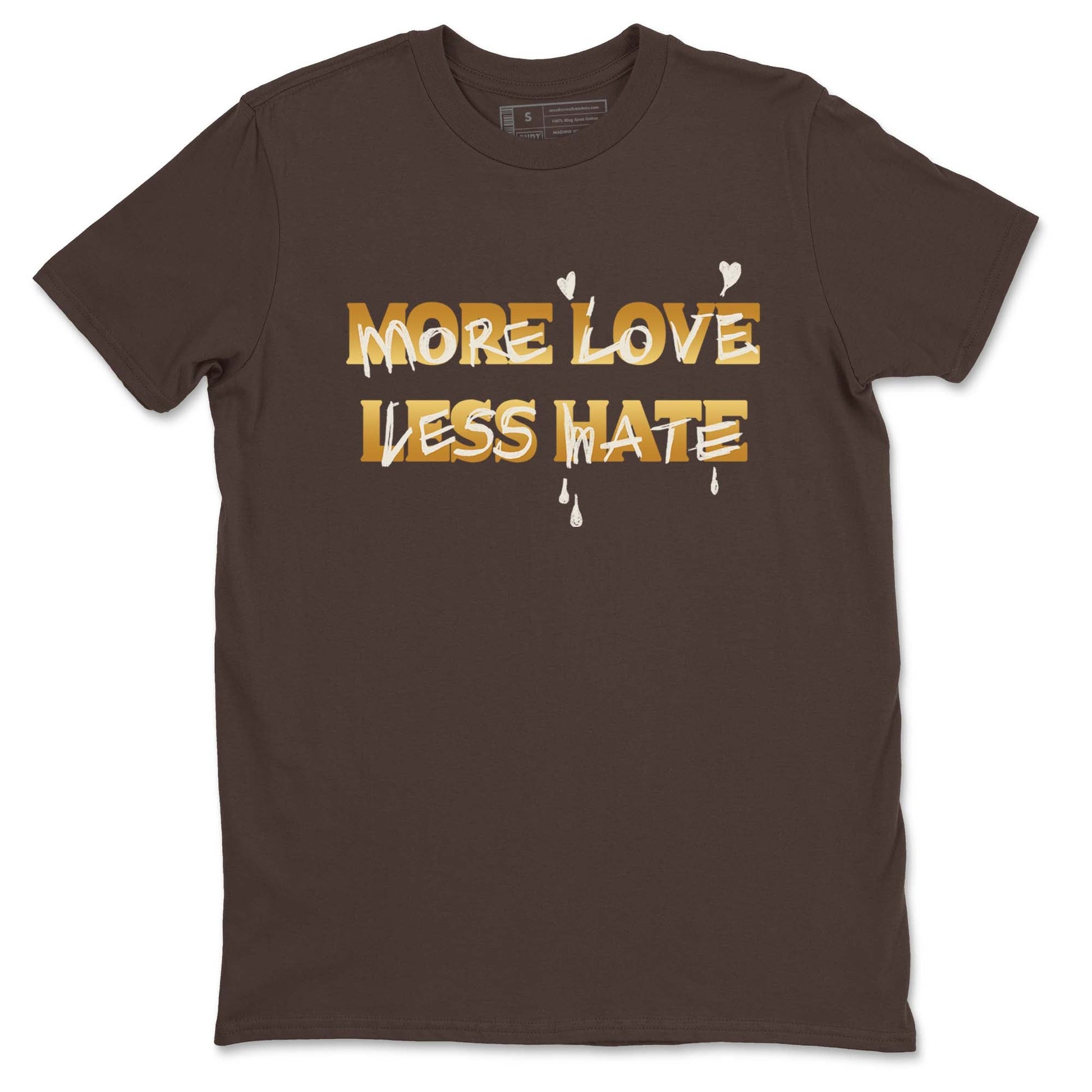 5s Golden Ticket shirts to match jordans More Love Less Hate shirts to match jordans Air Jordan 5 Golden Ticket match shoes to clothes SNRT Sneaker Tees unisex cotton Dark Chocolate 2 shirts