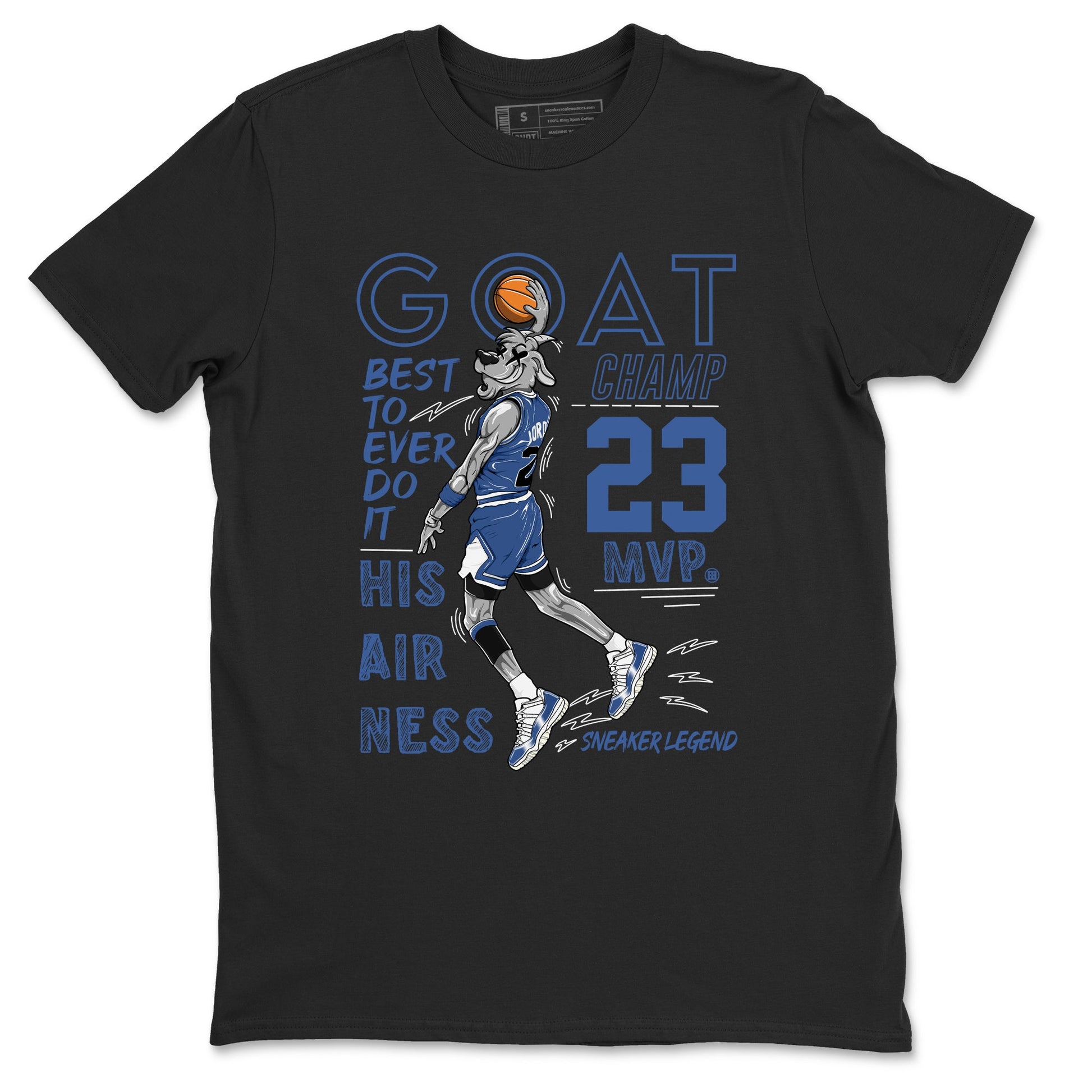 11s Diffused Blue shirts to match jordans MVP Goat sneaker match tees Air Jordan 11 Diffused Blue SNRT Sneaker Tees streetwear brand Black 2 unisex cotton tee