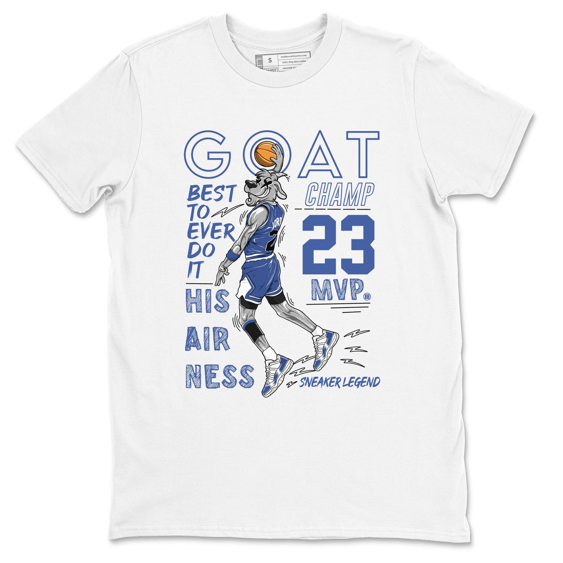 11s Diffused Blue shirts to match jordans MVP Goat sneaker match tees Air Jordan 11 Diffused Blue SNRT Sneaker Tees streetwear brand White 2 unisex cotton tee