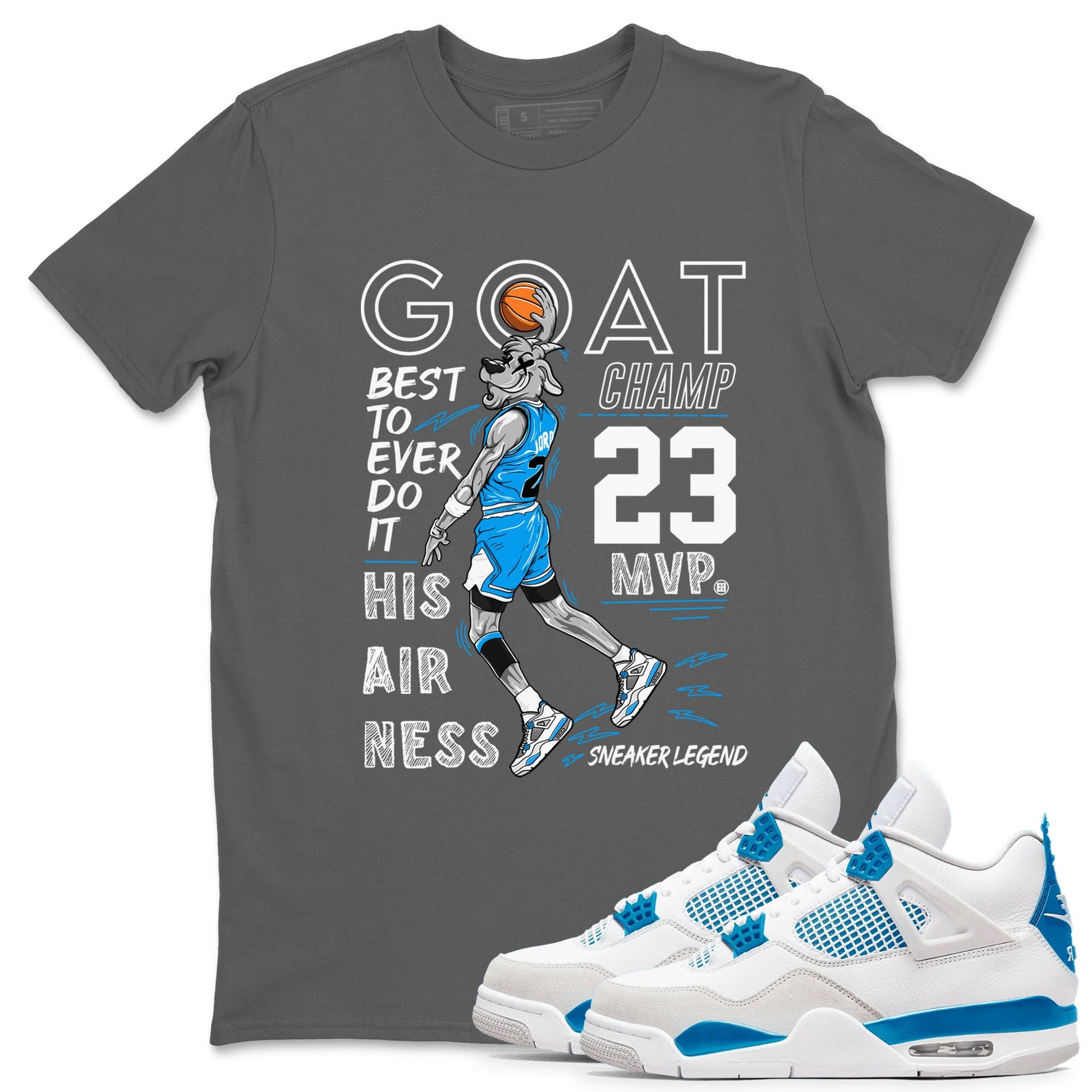 4s Military Blue shirt to match jordans MVP Goat sneaker tees Air Jordan 4 Retro Military Blue Streetwear Brand SNRT Sneaker Release Tees unisex cotton Cool Grey 1 crew neck shirt