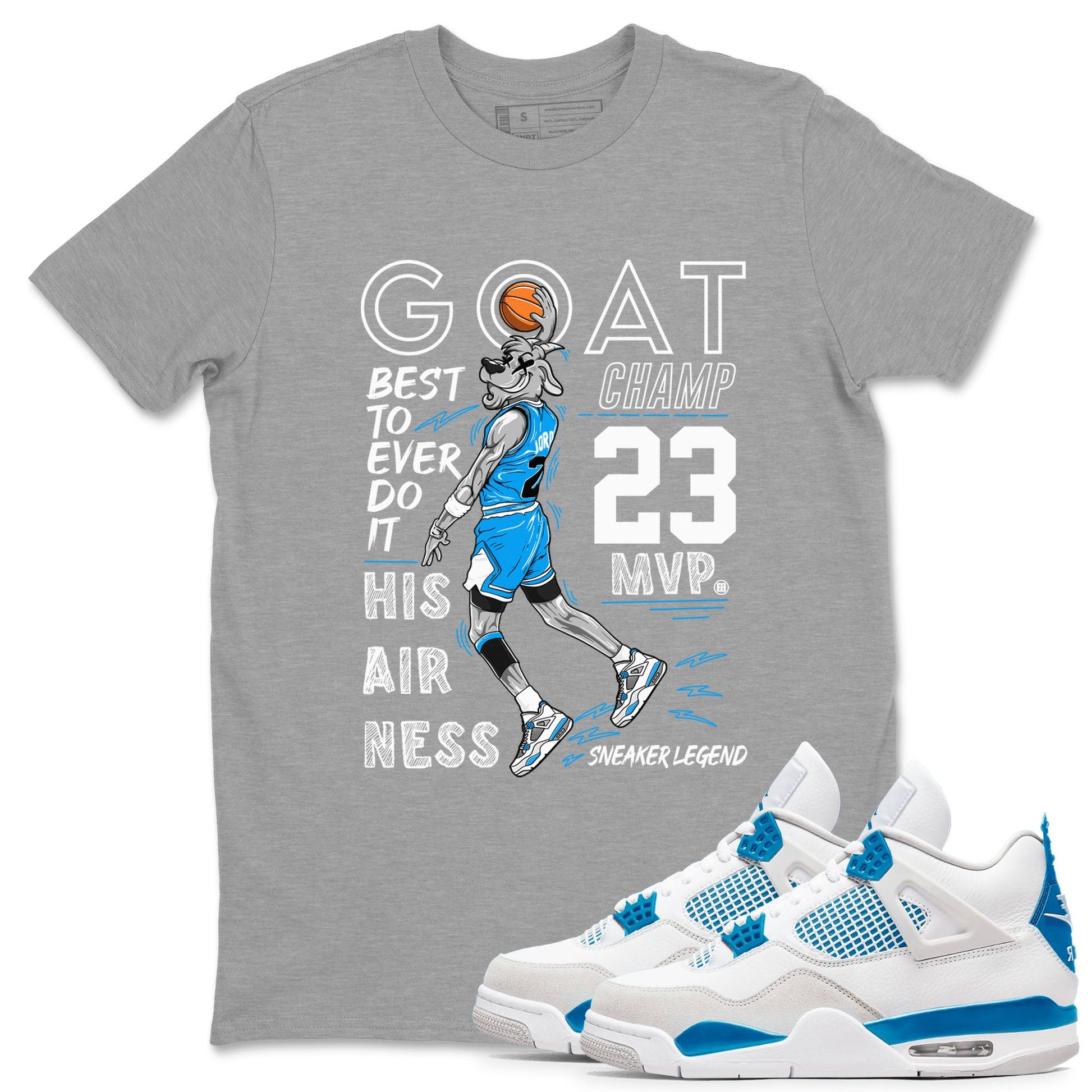 4s Military Blue shirt to match jordans MVP Goat sneaker tees Air Jordan 4 Retro Military Blue Streetwear Brand SNRT Sneaker Release Tees unisex cotton Heather Grey 1 crew neck shirt