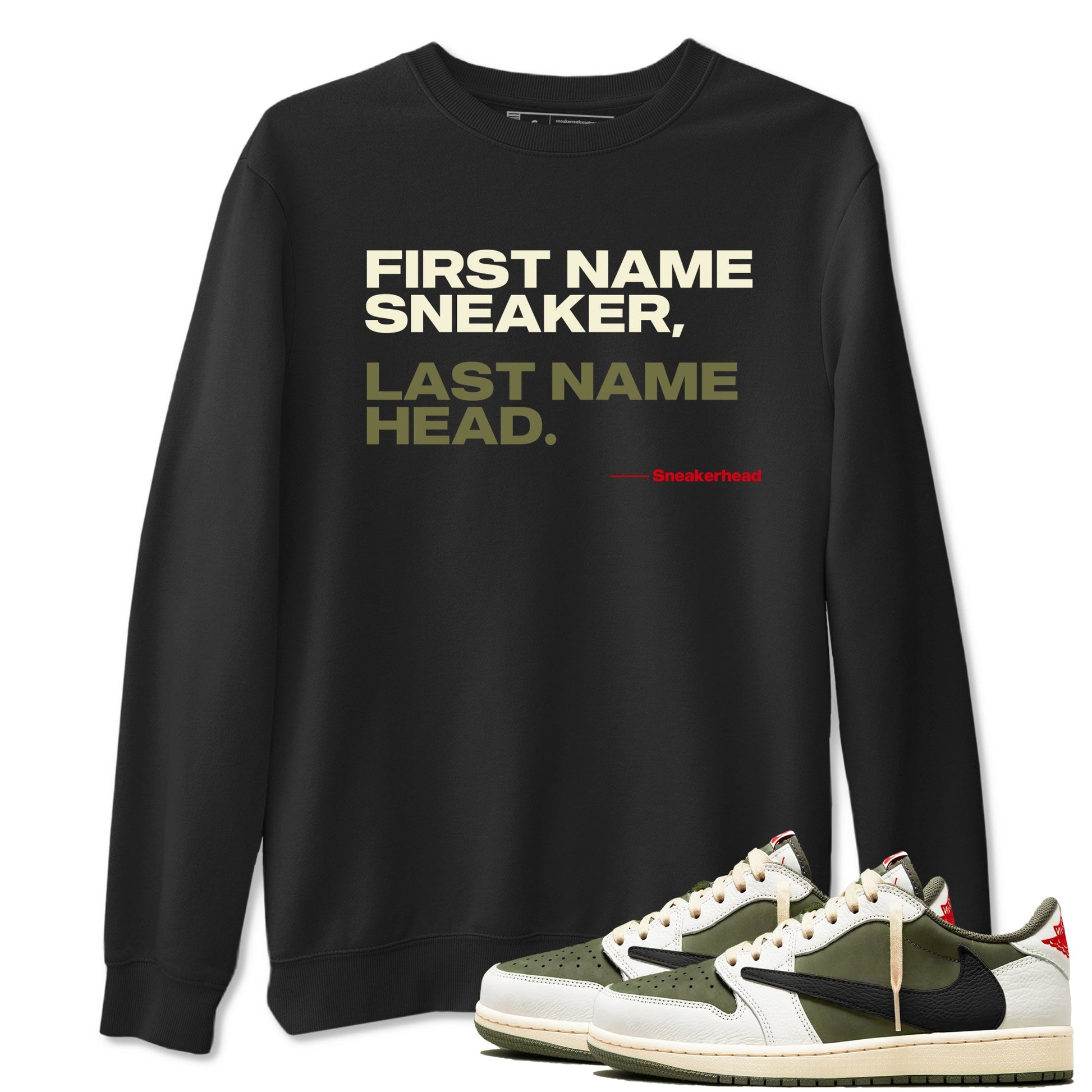 My Name Is Sneakerhead SNRT Sneaker Tees - Air Jordan 1 Travis Scott Medium Olive - SNRT Sneaker T-shirts