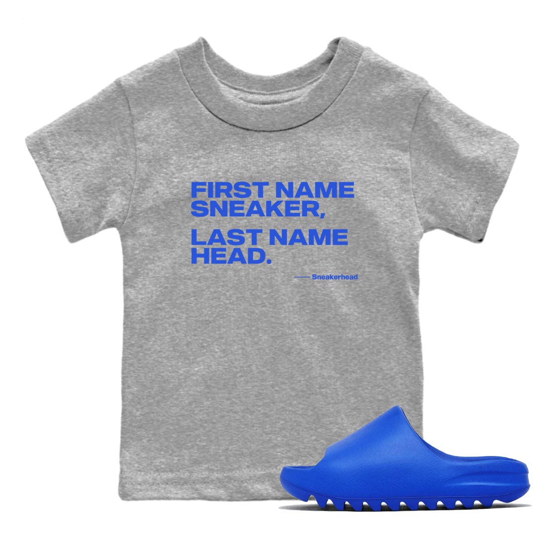 Yeezy Slide Azure shirts to match jordans My Name Is Sneakerhead sneaker match tees Yeezy Slide Azure SNRT Sneaker Tees streetwear brand Baby and Youth Heather Grey 1 cotton tee