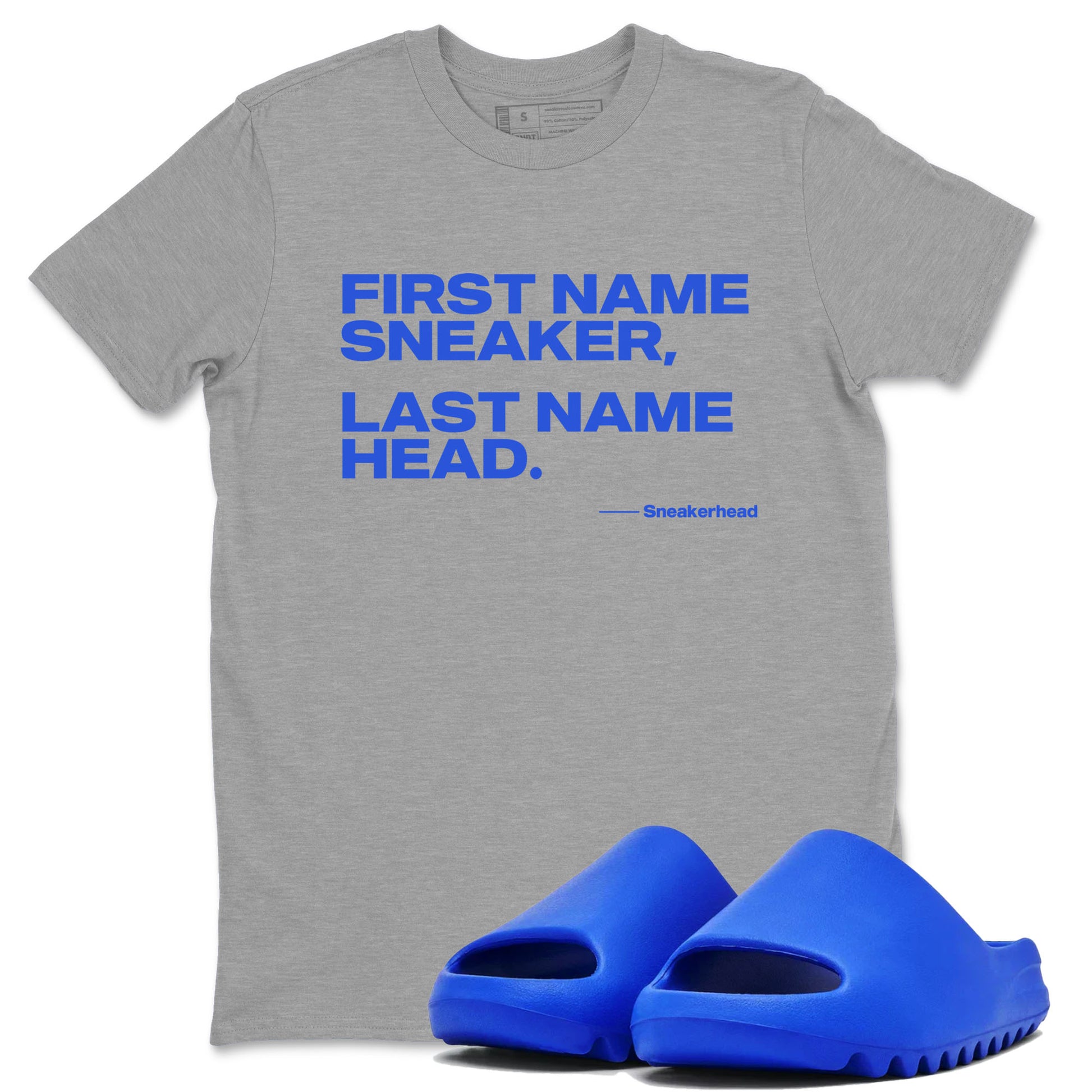 Yeezy Slide Azure shirts to match jordans My Name Is Sneakerhead sneaker match tees Yeezy Slide Azure SNRT Sneaker Tees streetwear brand Heather Grey 1 unisex cotton tee