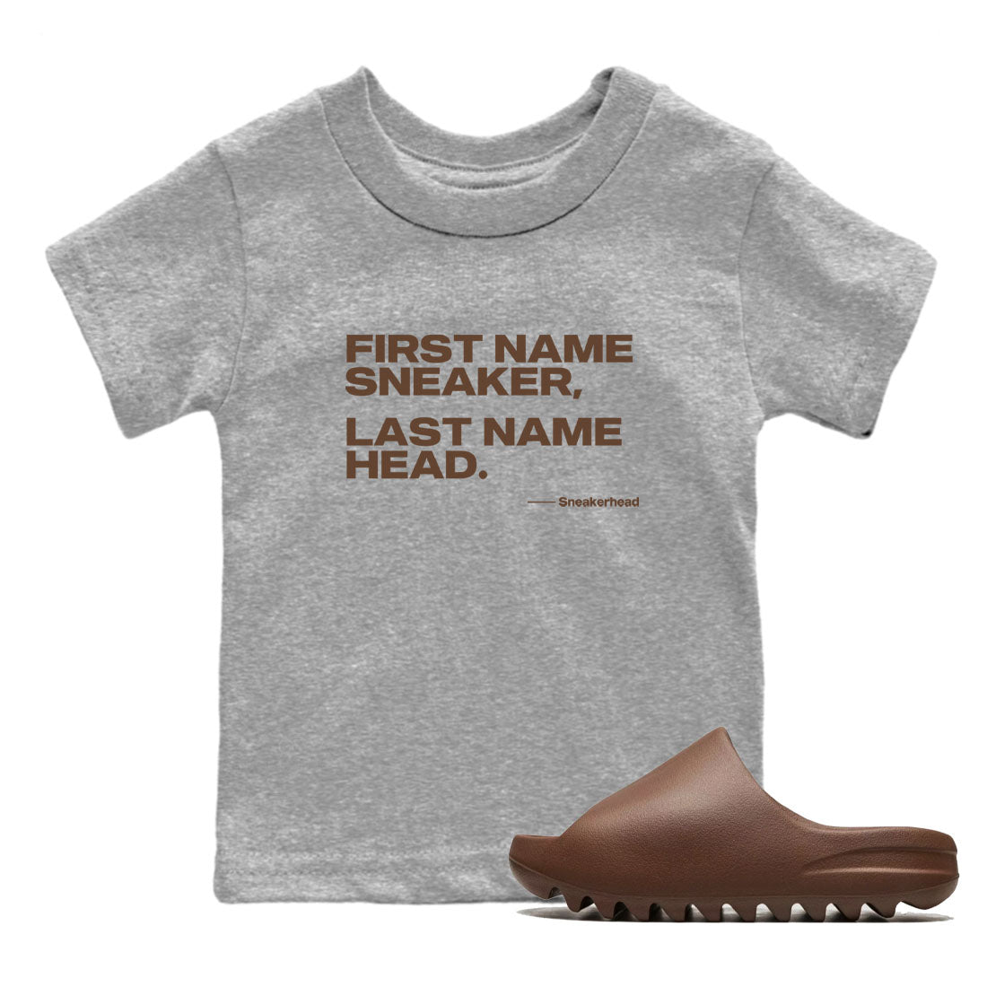 Yeezy Slide Flax shirts to match jordans My Name Is Sneakerhead sneaker match tees Yeezy Slide Flax SNRT Sneaker Tees streetwear brand Baby and Youth Heather Grey 1 cotton tee