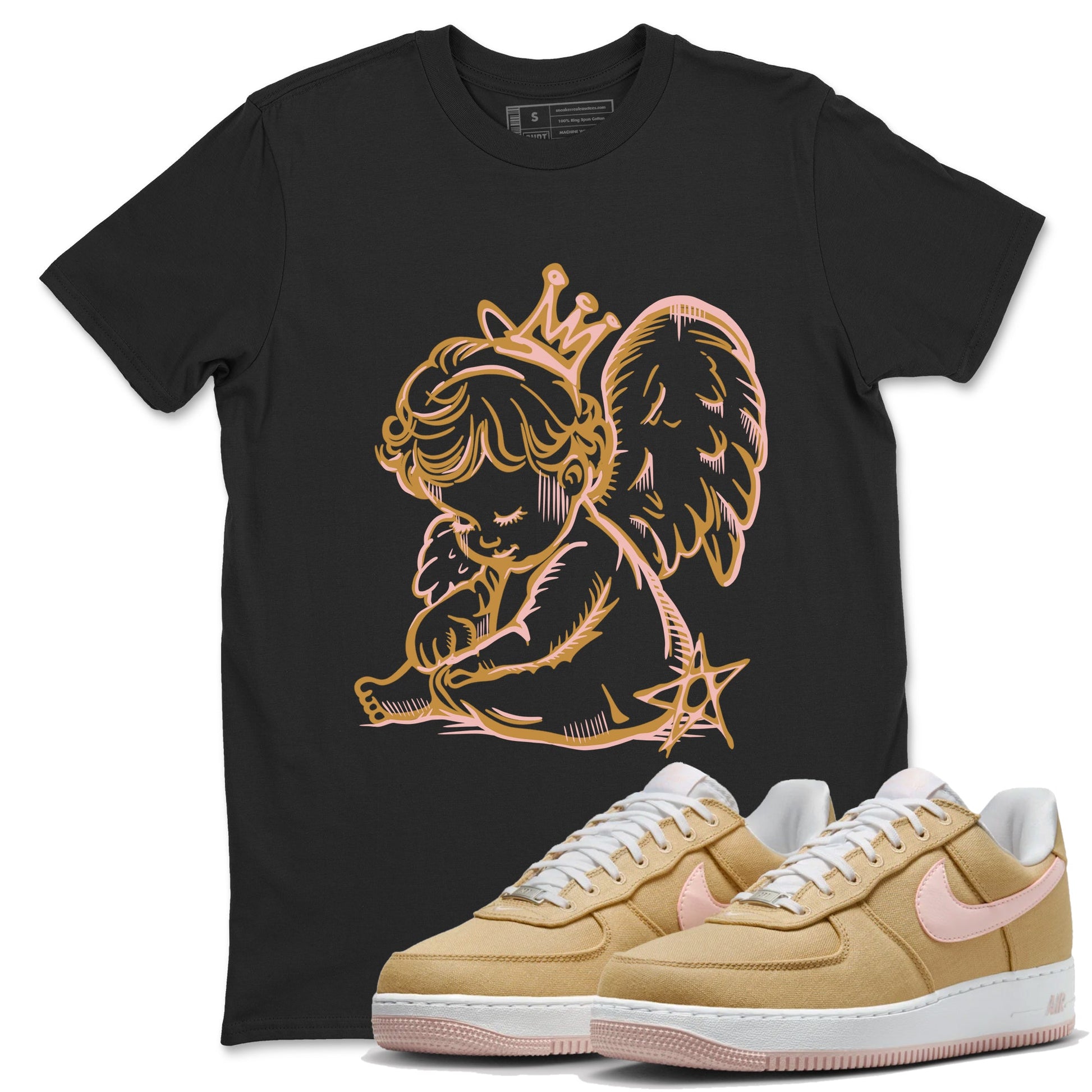 AF1 Linen shirts to match jordans Neon Angel sneaker match tees Air Force 1 Linen match shoes to clothes SNRT Sneaker Tees unisex cotton Black 1 shirts