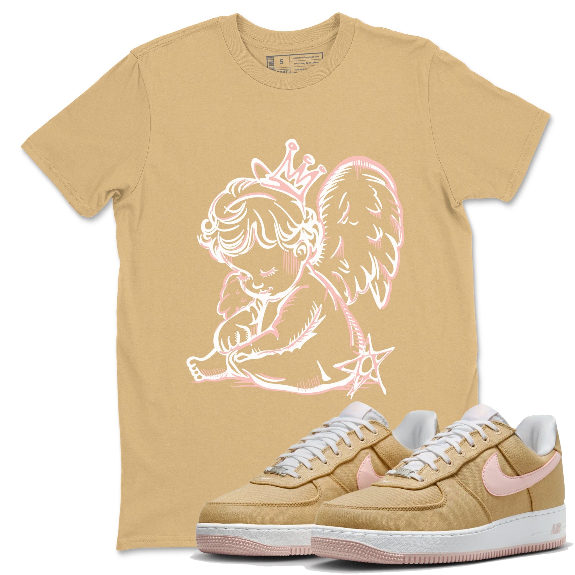 AF1 Linen shirts to match jordans Neon Angel sneaker match tees Air Force 1 Linen match shoes to clothes SNRT Sneaker Tees unisex cotton Old Gold 1 shirts