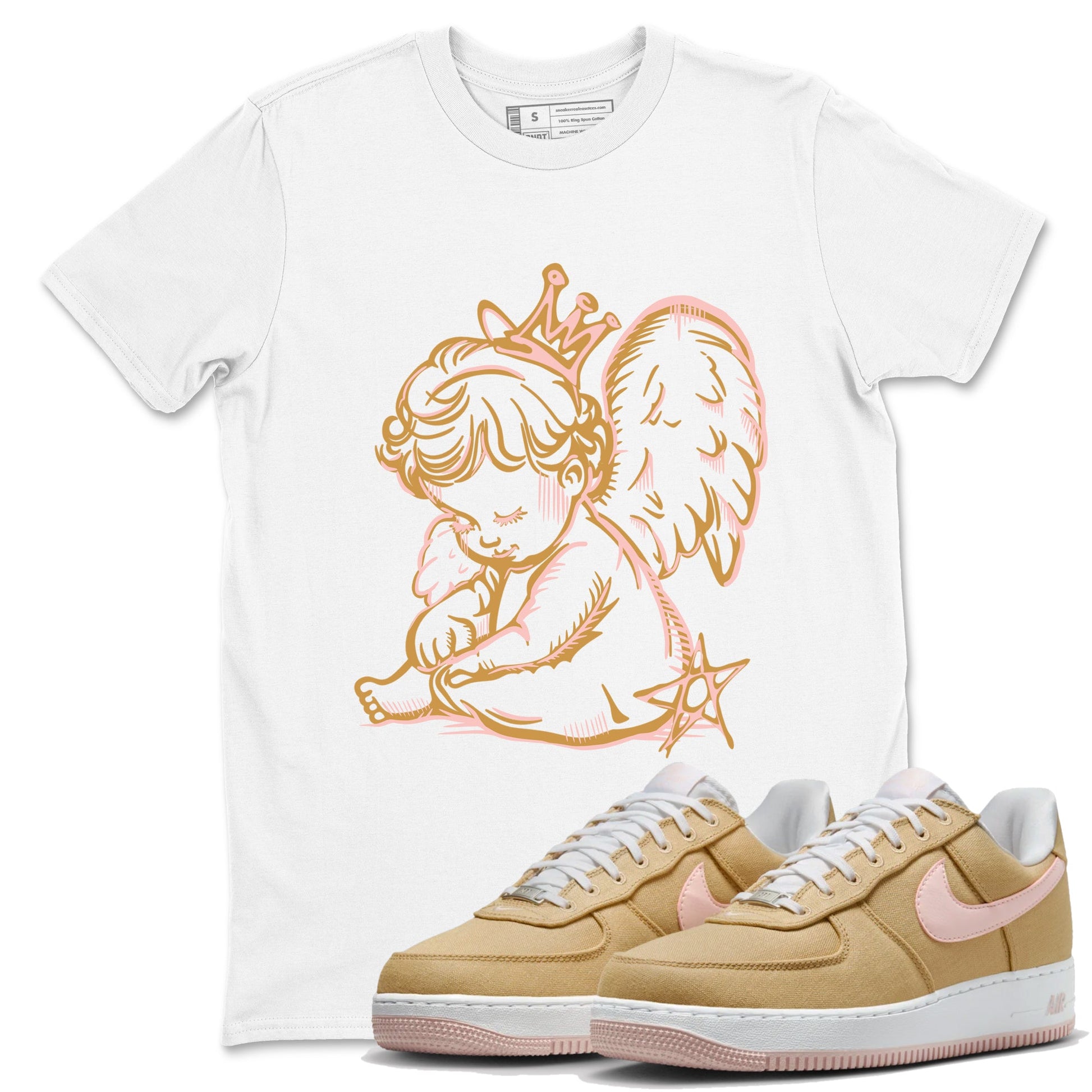 AF1 Linen shirts to match jordans Neon Angel sneaker match tees Air Force 1 Linen match shoes to clothes SNRT Sneaker Tees unisex cotton White 1 shirts