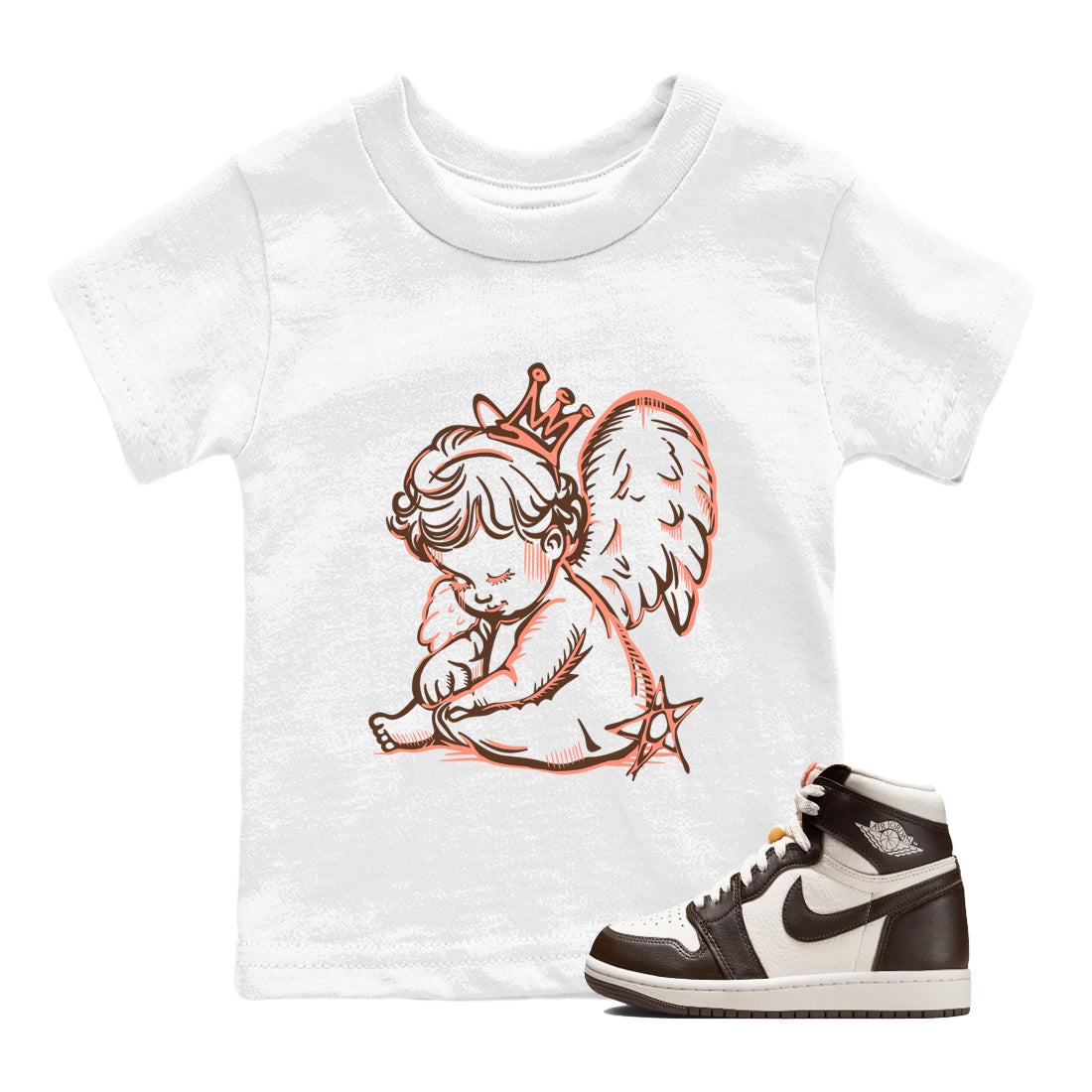 Sneaker match tees – Sneaker Tees To Match Air Jordan 1 Baroque Brown Shoes – Neon Angel Kids T-Shirt White 1