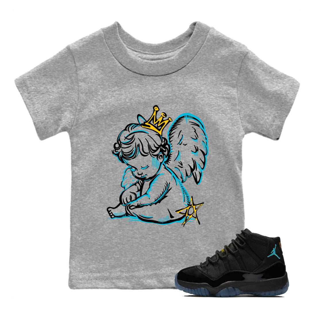 Sneaker Threads – Sneaker Tees To Match Air Jordan 11 Retro Gamma – Neon Angel Youth Graphic Tee Heather Grey 1. Perfect for Jordan releases 2025 colorways.