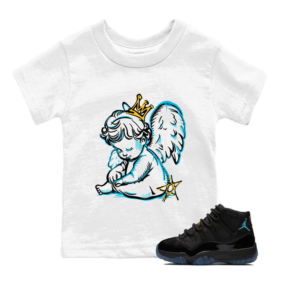 Sneaker Threads – Sneaker Tees To Match Air Jordan 11 Retro Gamma – Neon Angel Youth Graphic Tee White 1. Perfect for Jordan releases 2025 colorways.