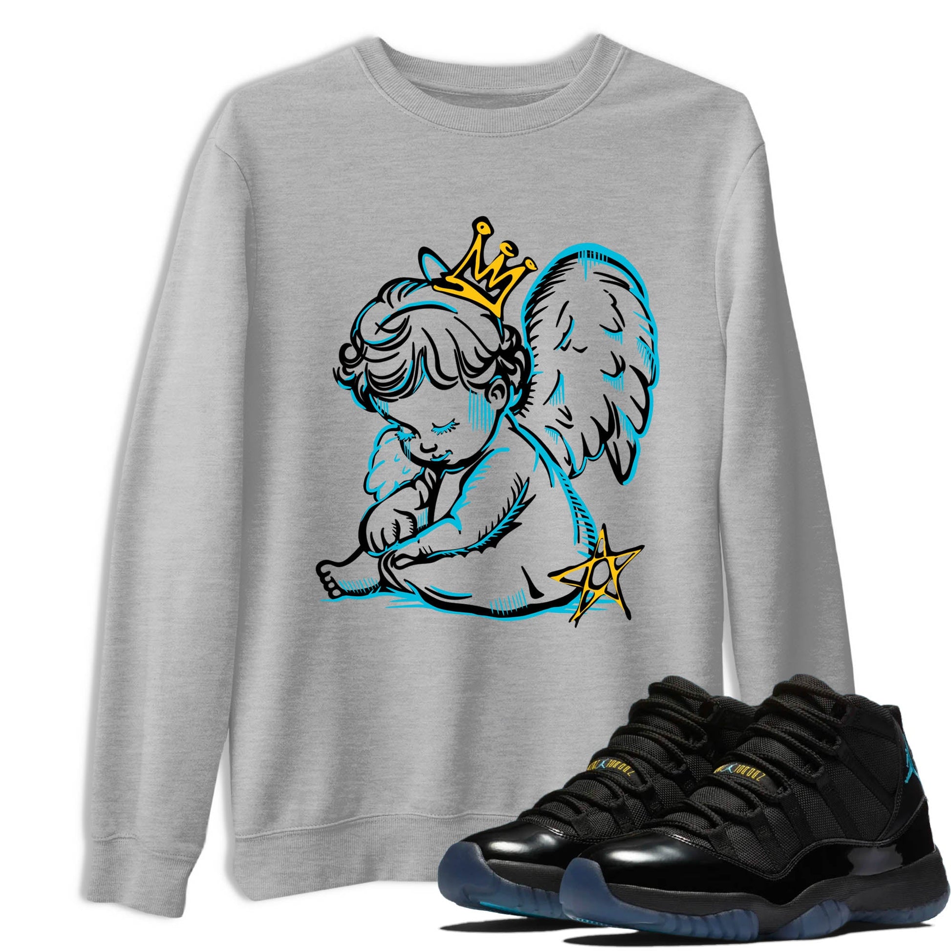 Sneaker Threads – Sneaker Tees To Match Air Jordan 11 Retro Gamma – Neon Angel Graphic Tee Heather Grey 1. Perfect for Jordan releases 2025 colorways.